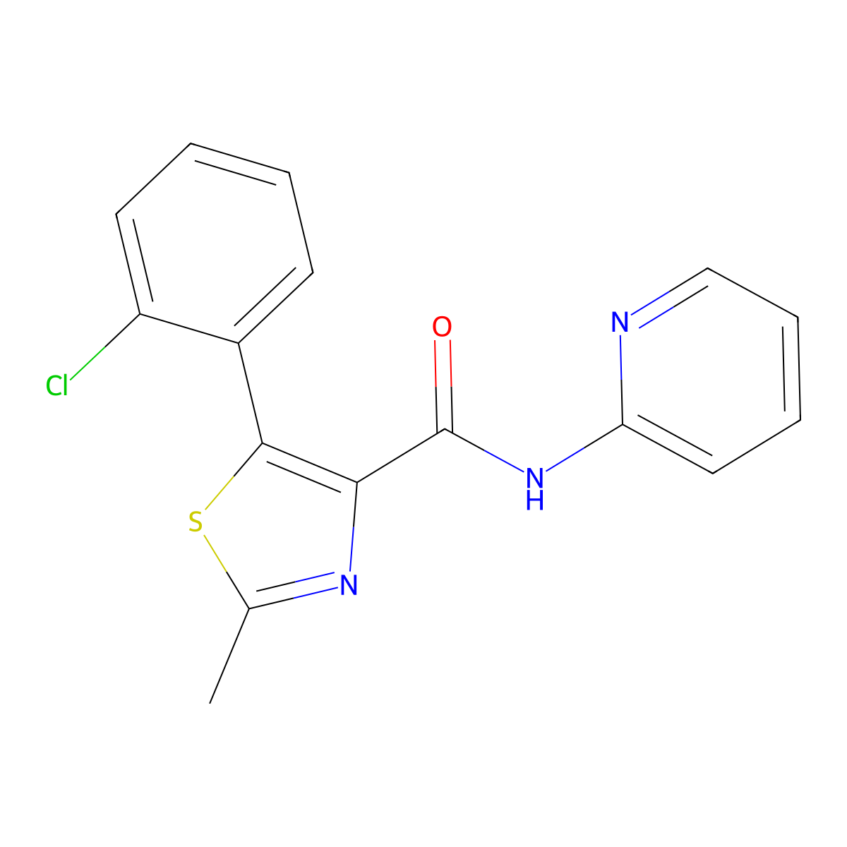 5-(2-chlorophenyl)-2-methyl-N-(2-pyridyl)-1,3-thiazole-4-carboxamide molecular structure, CAS 1574308-03-4