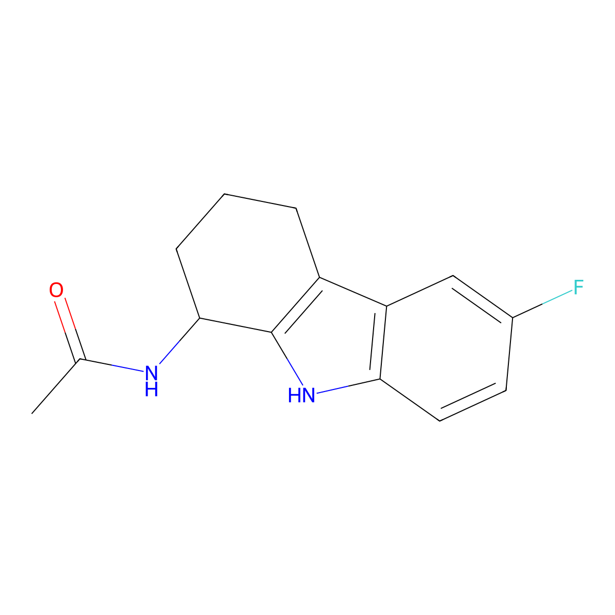 N-(6-fluoro-2,3,4,9-tetrahydro-1H-carbazol-1-yl)acetamide molecular structure, CAS 1574308-21-6