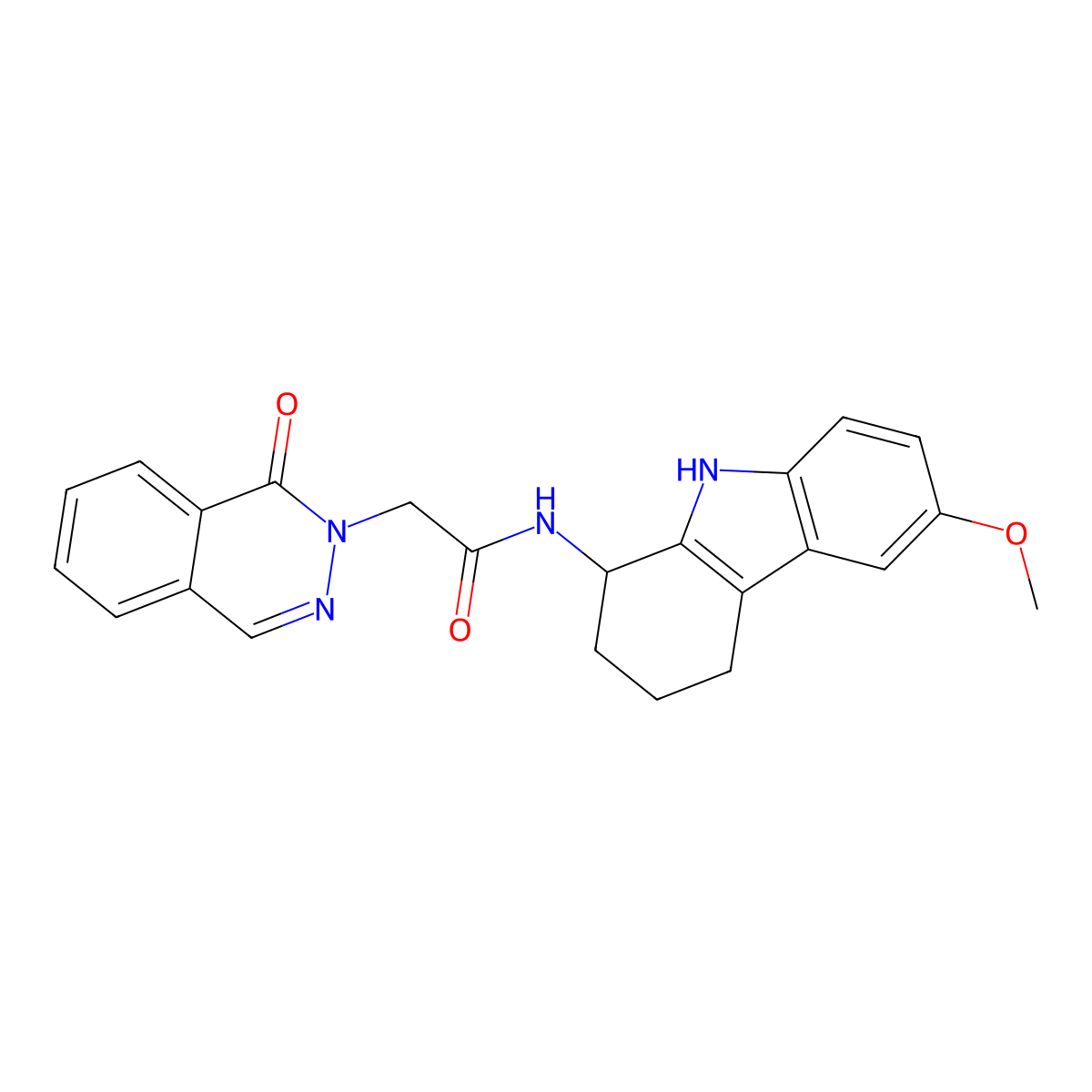 N-(6-methoxy-2,3,4,9-tetrahydro-1H-carbazol-1-yl)-2-(1-oxophthalazin-2(1H)-yl)acetamide molecular structure, CAS 1574308-38-5