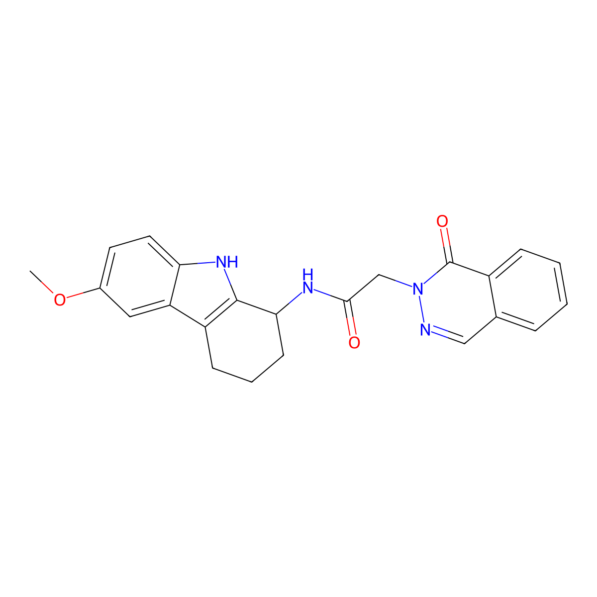 N-(6-methoxy-2,3,4,9-tetrahydro-1H-carbazol-1-yl)-2-(1-oxophthalazin-2(1H)-yl)acetamide molecular structure, CAS 1574308-38-5