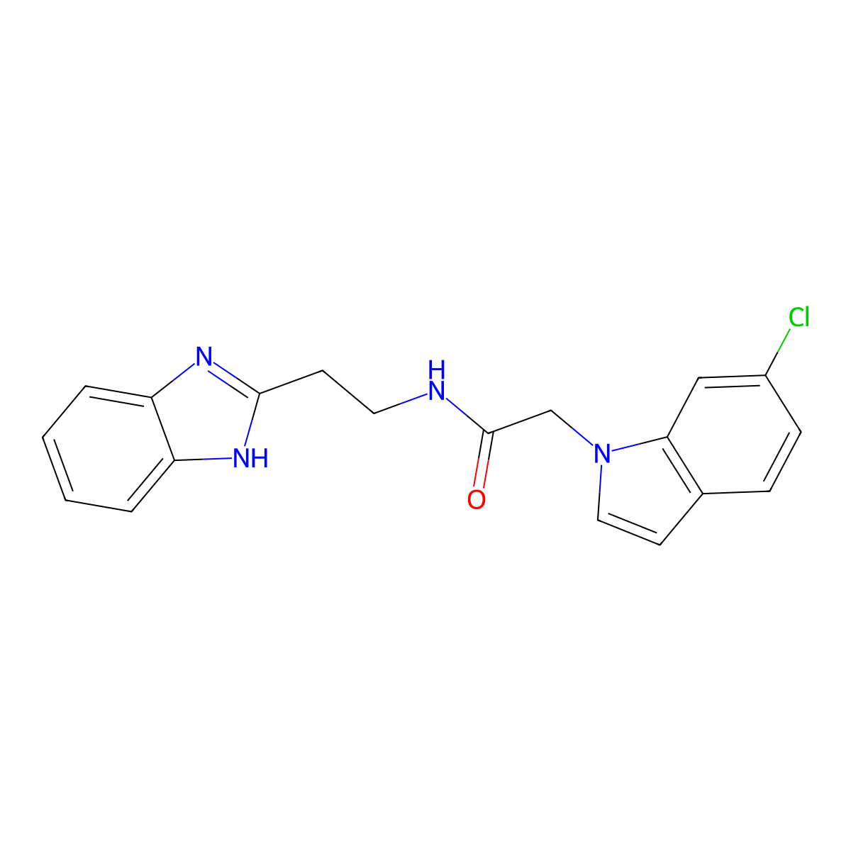 N-[2-(1H-1,3-benzimidazol-2-yl)ethyl]-2-(6-chloro-1H-indol-1-yl)acetamide molecular structure, CAS 1574308-42-1