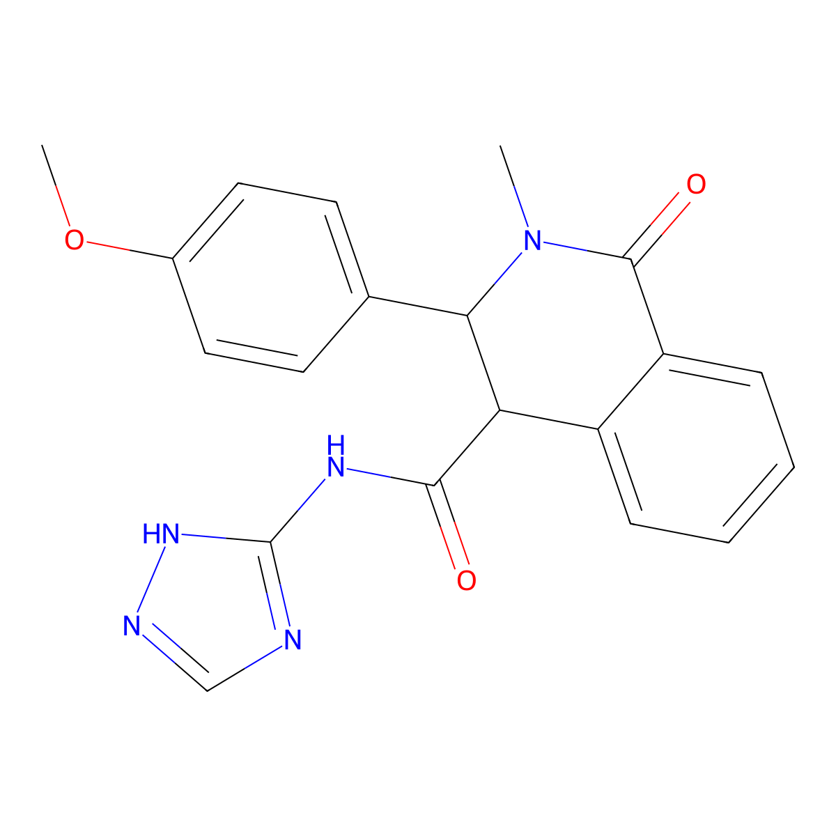 3-(4-methoxyphenyl)-2-methyl-1-oxo-N-(4H-1,2,4-triazol-3-yl)-1,2,3,4-tetrahydroisoquinoline-4-carboxamide molecular structure, CAS 1574308-56-7