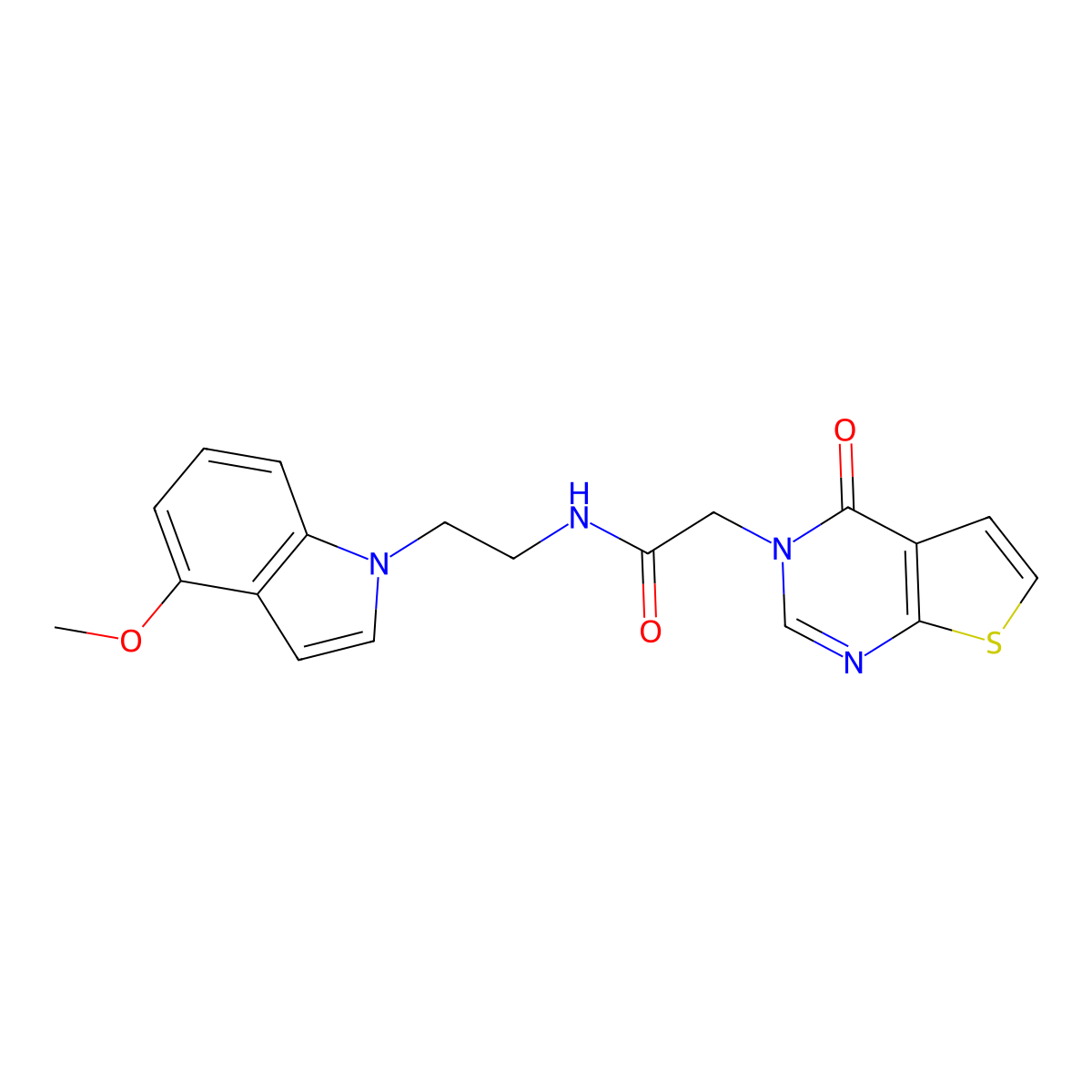 N-[2-(4-methoxy-1H-indol-1-yl)ethyl]-2-(4-oxothieno[2,3-d]pyrimidin-3(4H)-yl)acetamide molecular structure, CAS 1574308-71-6