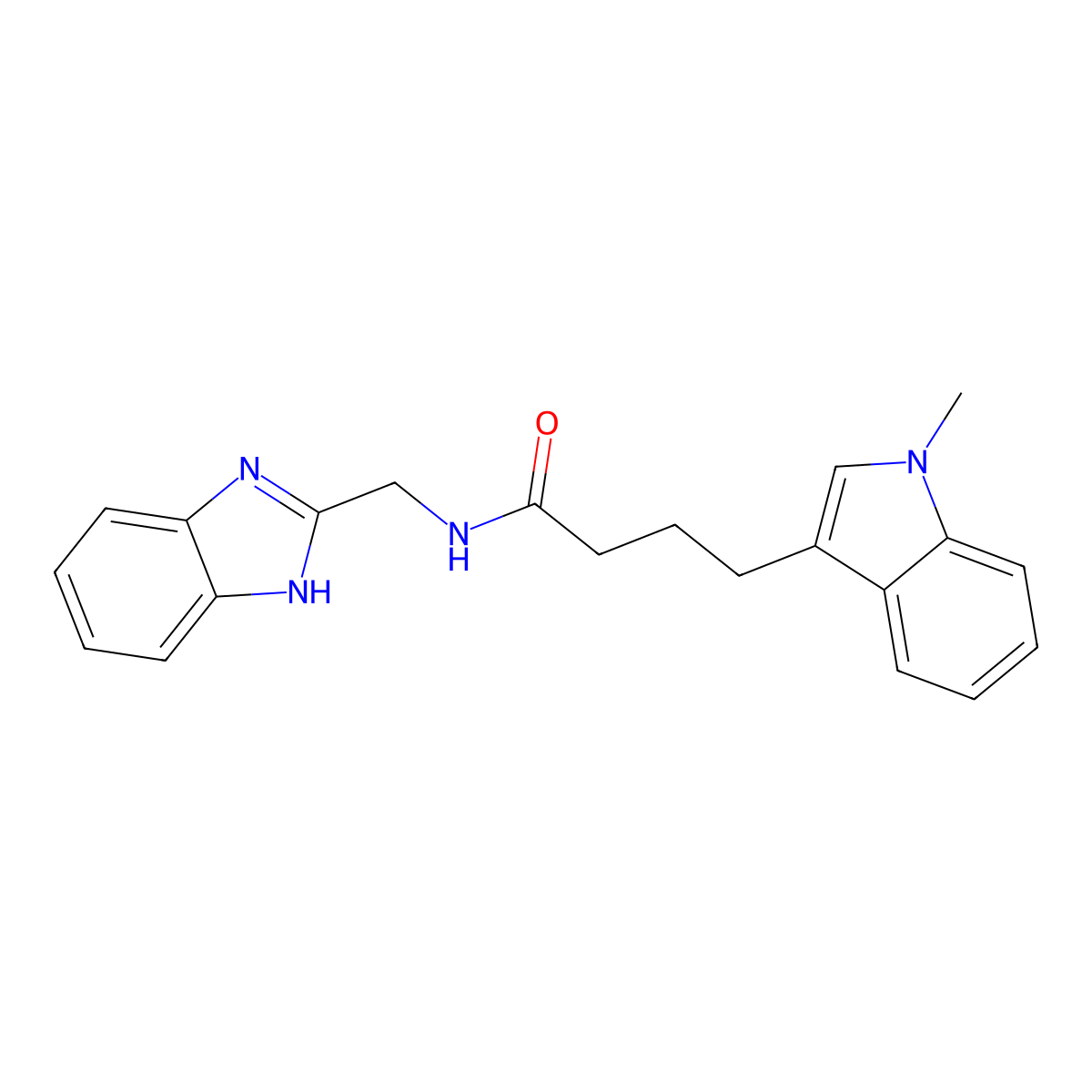 N-(1H-1,3-benzimidazol-2-ylmethyl)-4-(1-methyl-1H-indol-3-yl)butanamide molecular structure, CAS 1574308-73-8