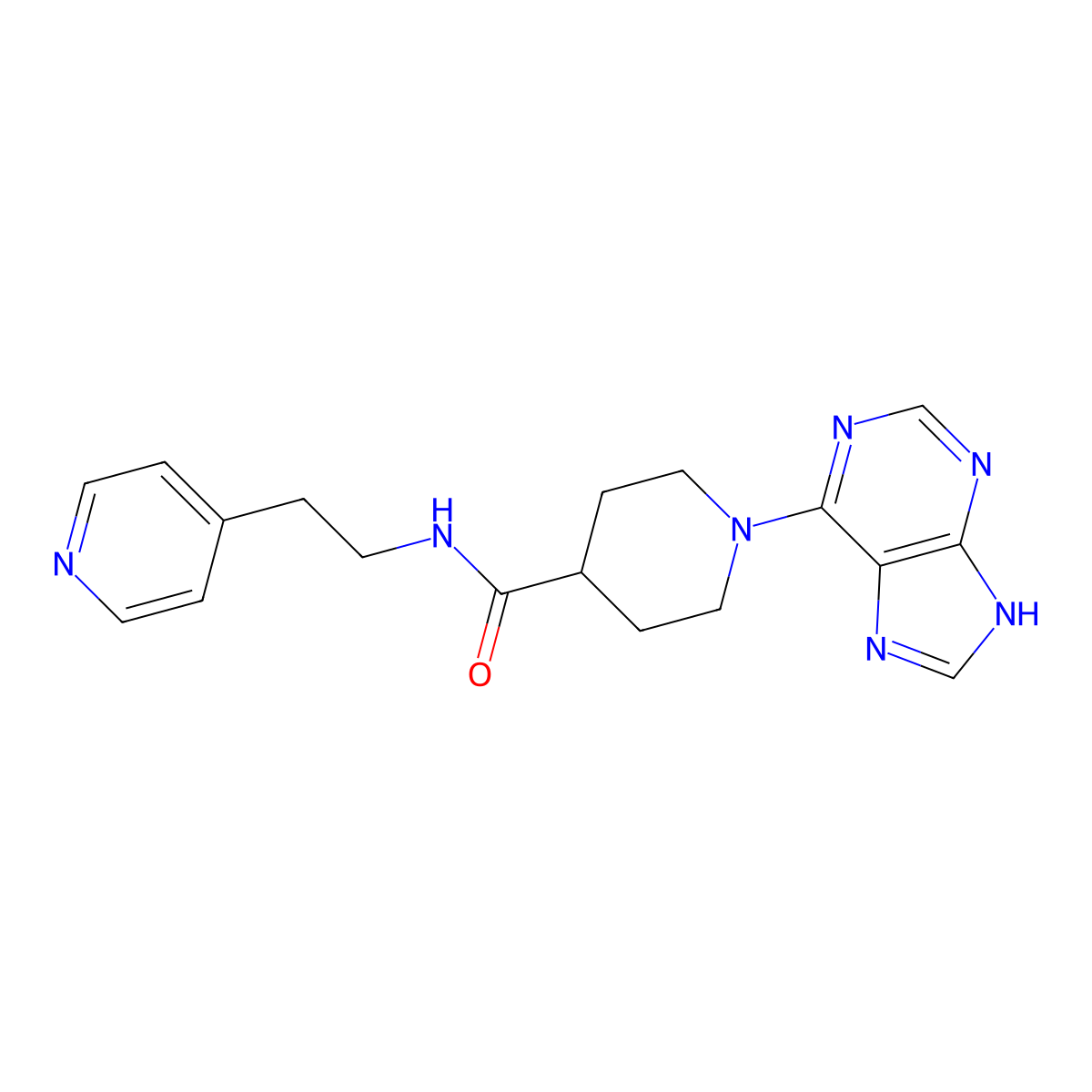 1-(9H-purin-6-yl)-N-[2-(pyridin-4-yl)ethyl]piperidine-4-carboxamide molecular structure, CAS 1574308-74-9