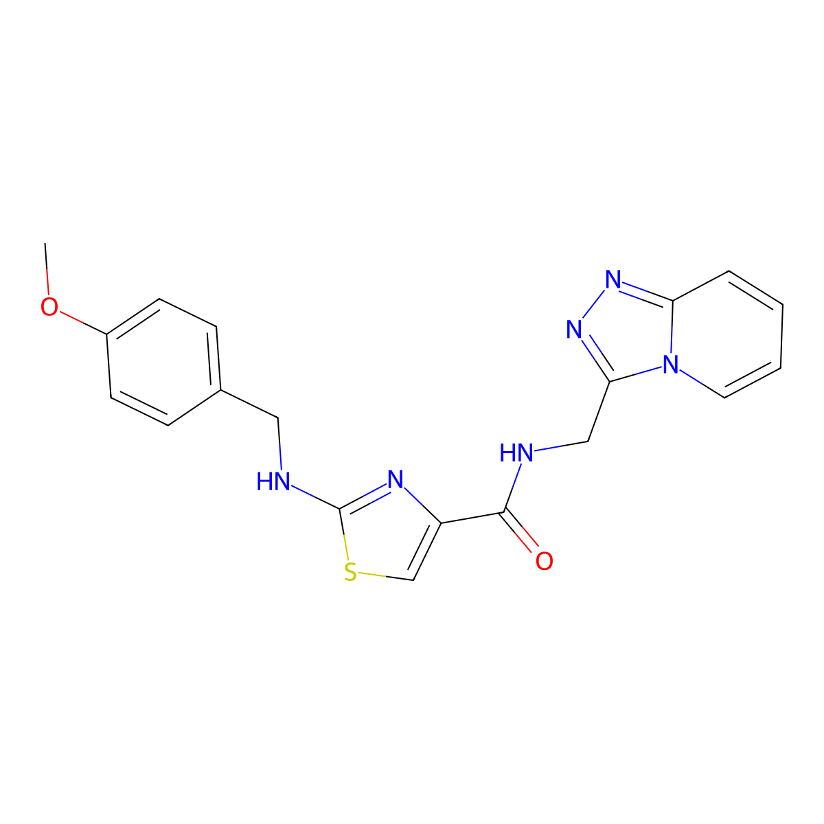 2-[(4-methoxybenzyl)amino]-N-([1,2,4]triazolo[4,3-a]pyridin-3-ylmethyl)-1,3-thiazole-4-carboxamide molecular structure, CAS 1574308-99-8