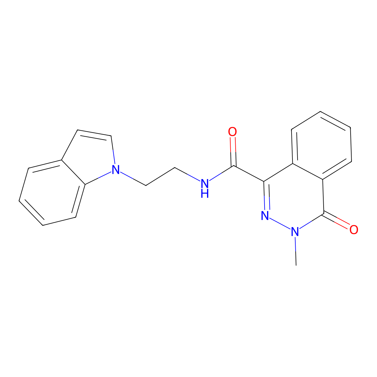 N-[2-(1H-indol-1-yl)ethyl]-3-methyl-4-oxo-3,4-dihydro-1-phthalazinecarboxamide molecular structure, CAS 1574309-19-5