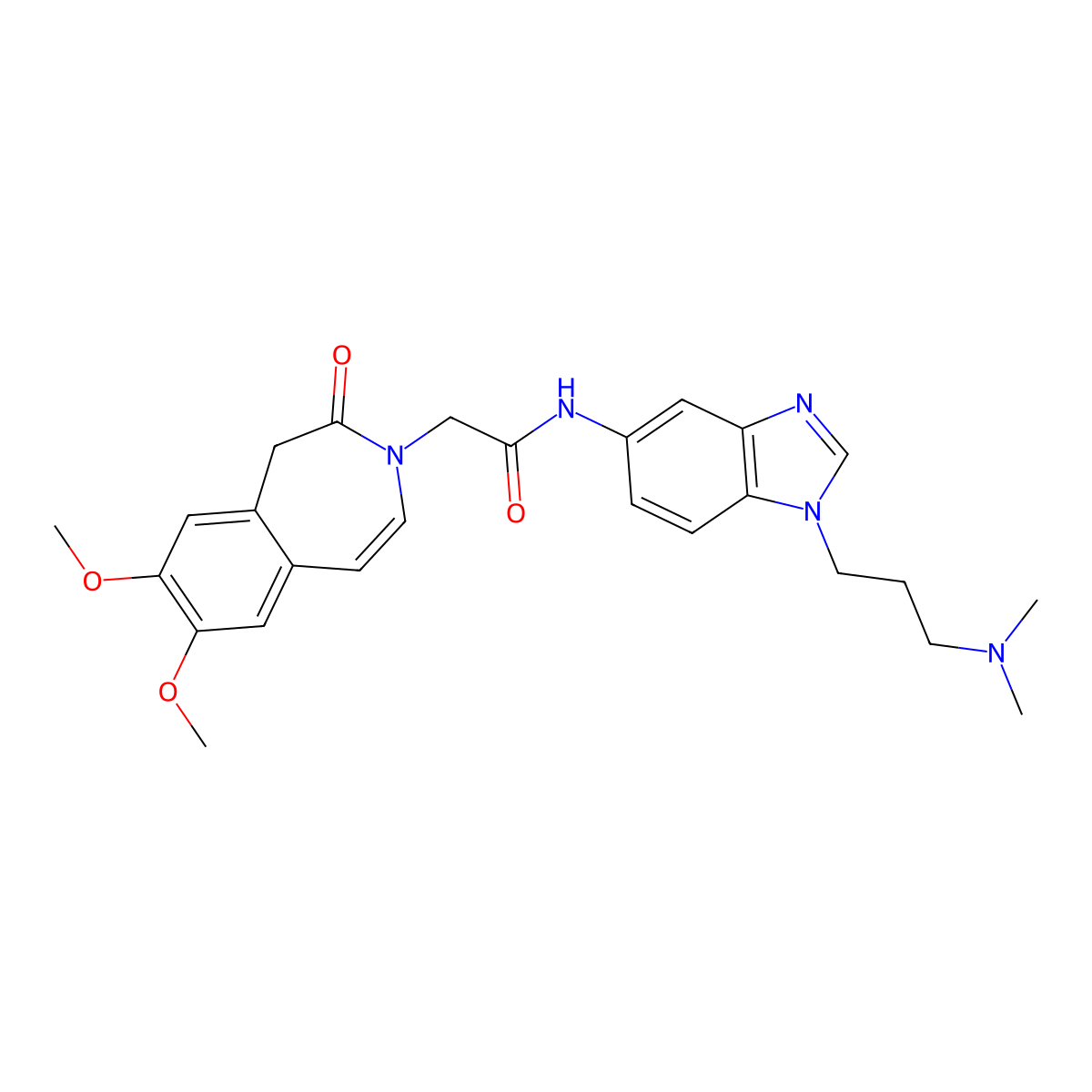 2-(7,8-dimethoxy-2-oxo-1,2-dihydro-3H-3-benzazepin-3-yl)-N-{1-[3-(dimethylamino)propyl]-1H-benzimidazol-5-yl}acetamide molecular structure, CAS 1574309-20-8