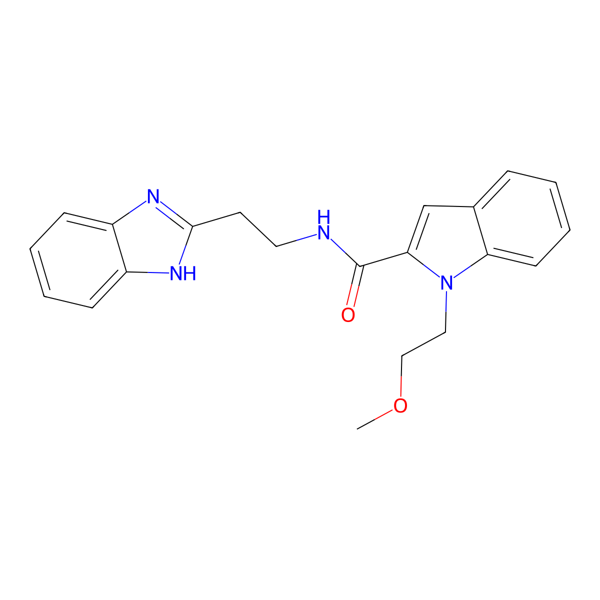N-[2-(1H-1,3-benzimidazol-2-yl)ethyl]-1-(2-methoxyethyl)-1H-indole-2-carboxamide molecular structure, CAS 1574309-44-6
