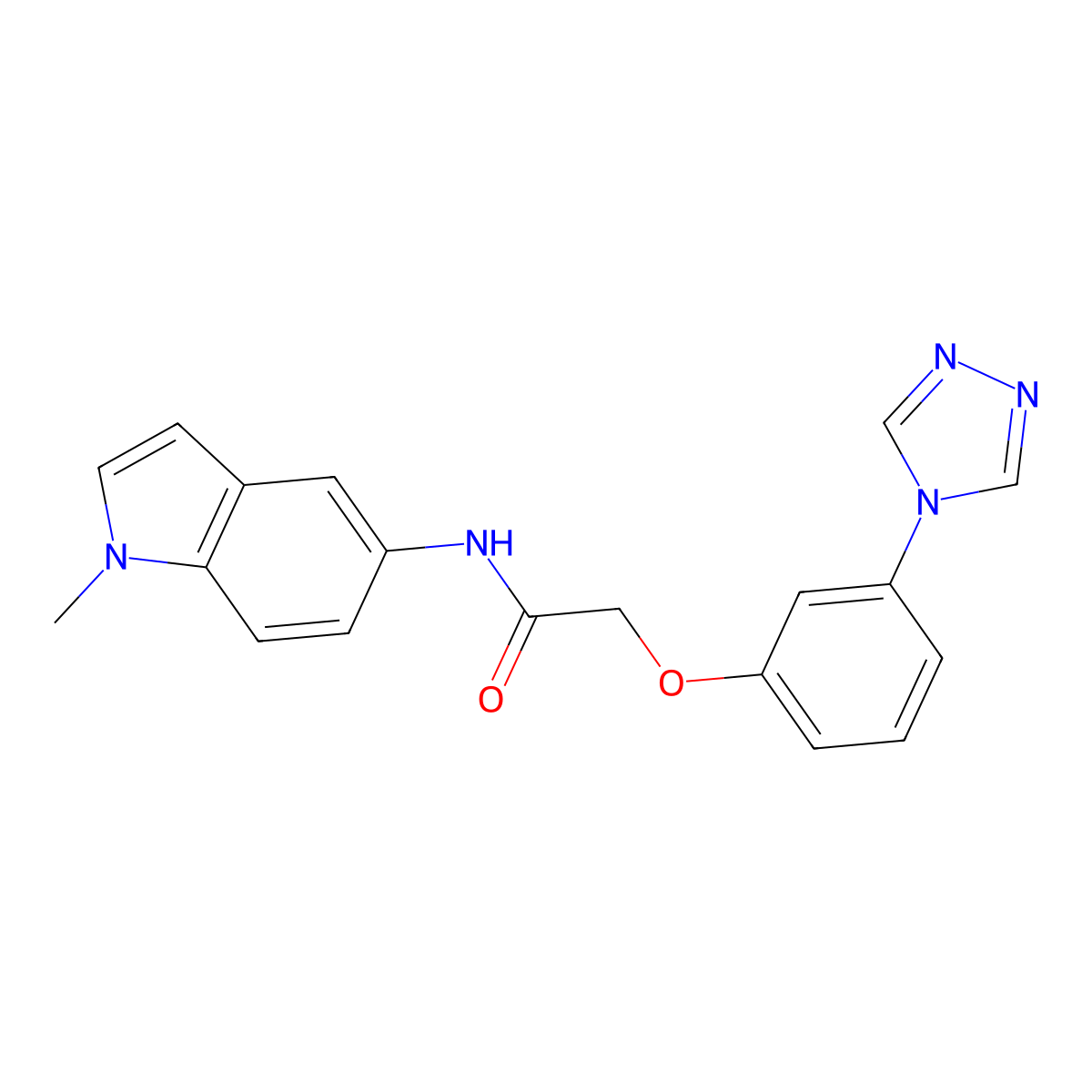 N-(1-methyl-1H-indol-5-yl)-2-[3-(4H-1,2,4-triazol-4-yl)phenoxy]acetamide molecular structure, CAS 1574309-56-0