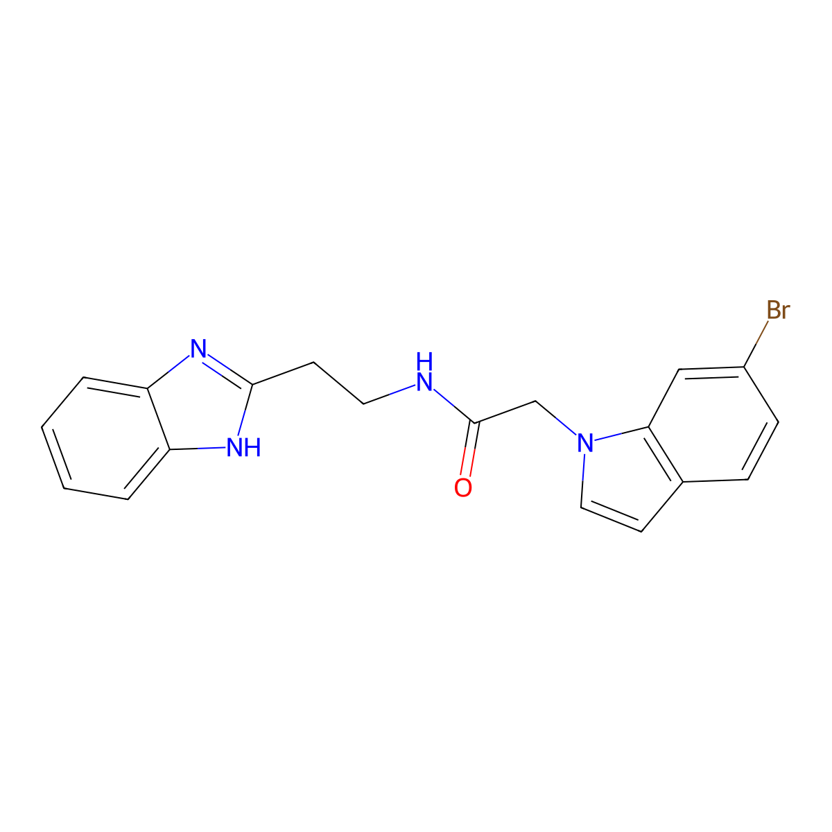 N-[2-(1H-1,3-benzimidazol-2-yl)ethyl]-2-(6-bromo-1H-indol-1-yl)acetamide molecular structure, CAS 1574309-59-3