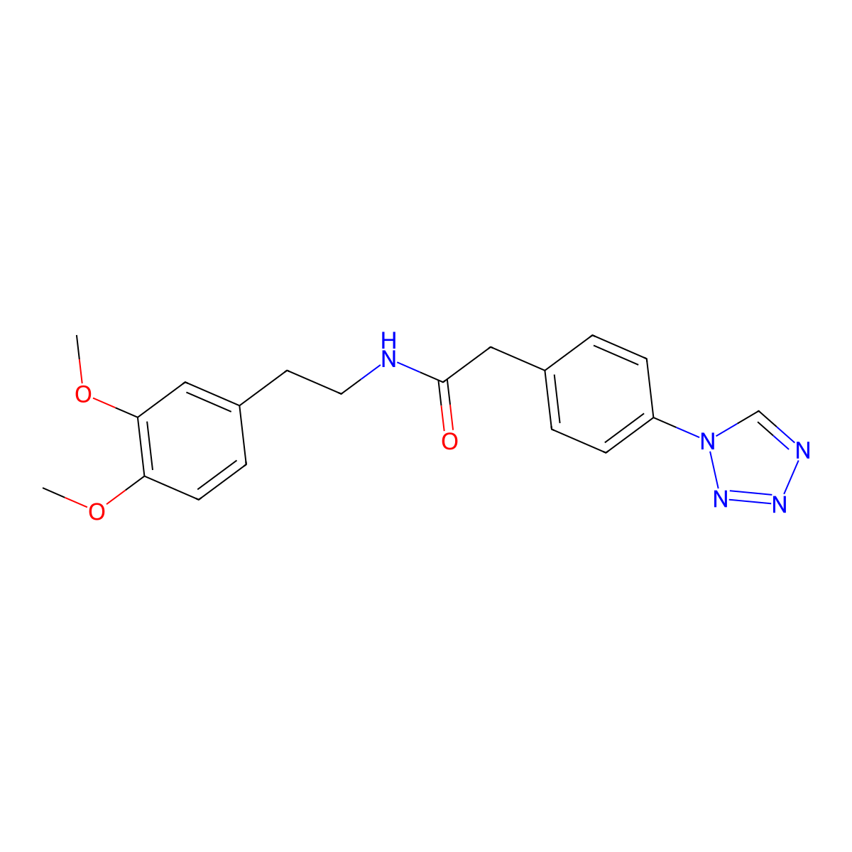 N-[2-(3,4-dimethoxyphenyl)ethyl]-2-[4-(1H-tetrazol-1-yl)phenyl]acetamide molecular structure, CAS 1574309-91-3