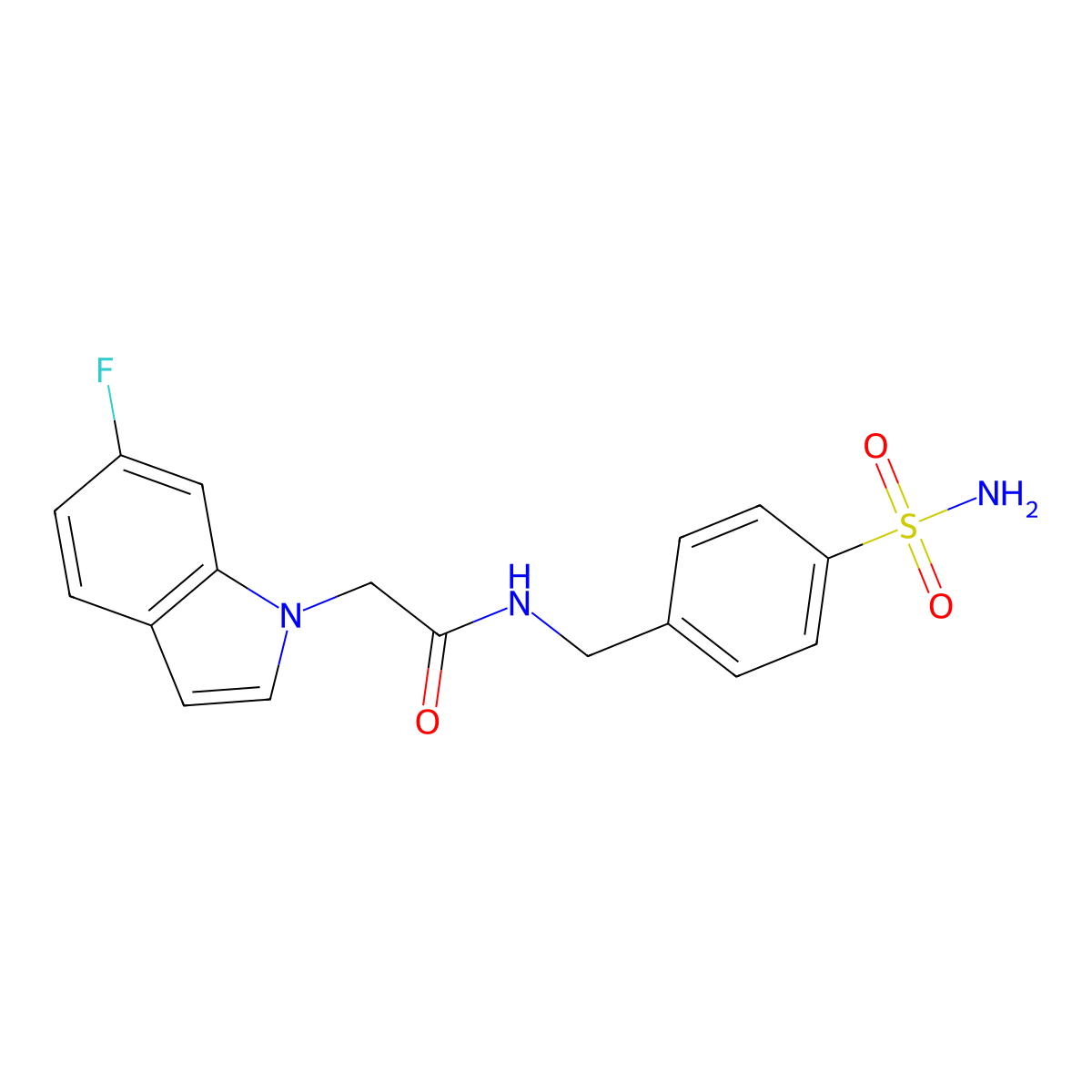 2-(6-fluoro-1H-indol-1-yl)-N-(4-sulfamoylbenzyl)acetamide molecular structure, CAS 1574309-96-8