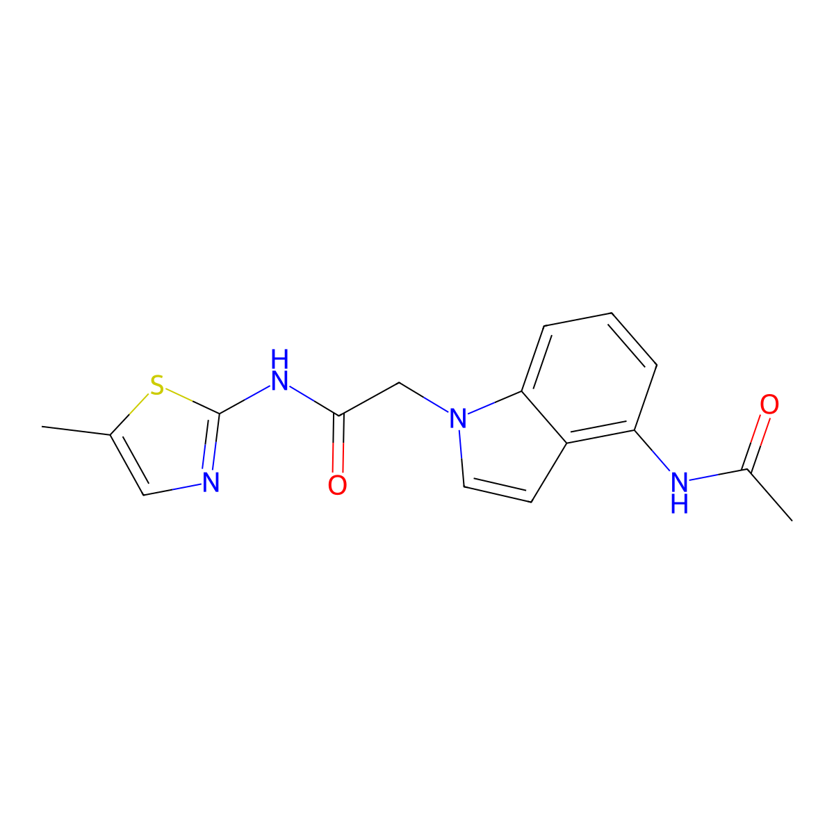 2-[4-(acetylamino)-1H-indol-1-yl]-N-(5-methyl-1,3-thiazol-2-yl)acetamide molecular structure, CAS 1574309-97-9