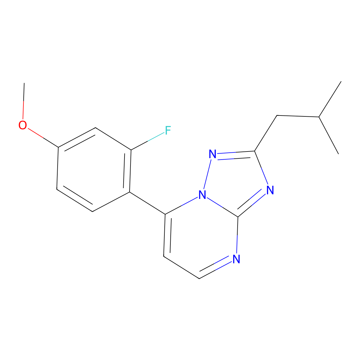 3-Fluoro-4-(2-isobutyl[1,2,4]triazolo[1,5-a]pyrimidin-7-yl)phenyl methyl ether molecular structure, CAS 1574309-99-1