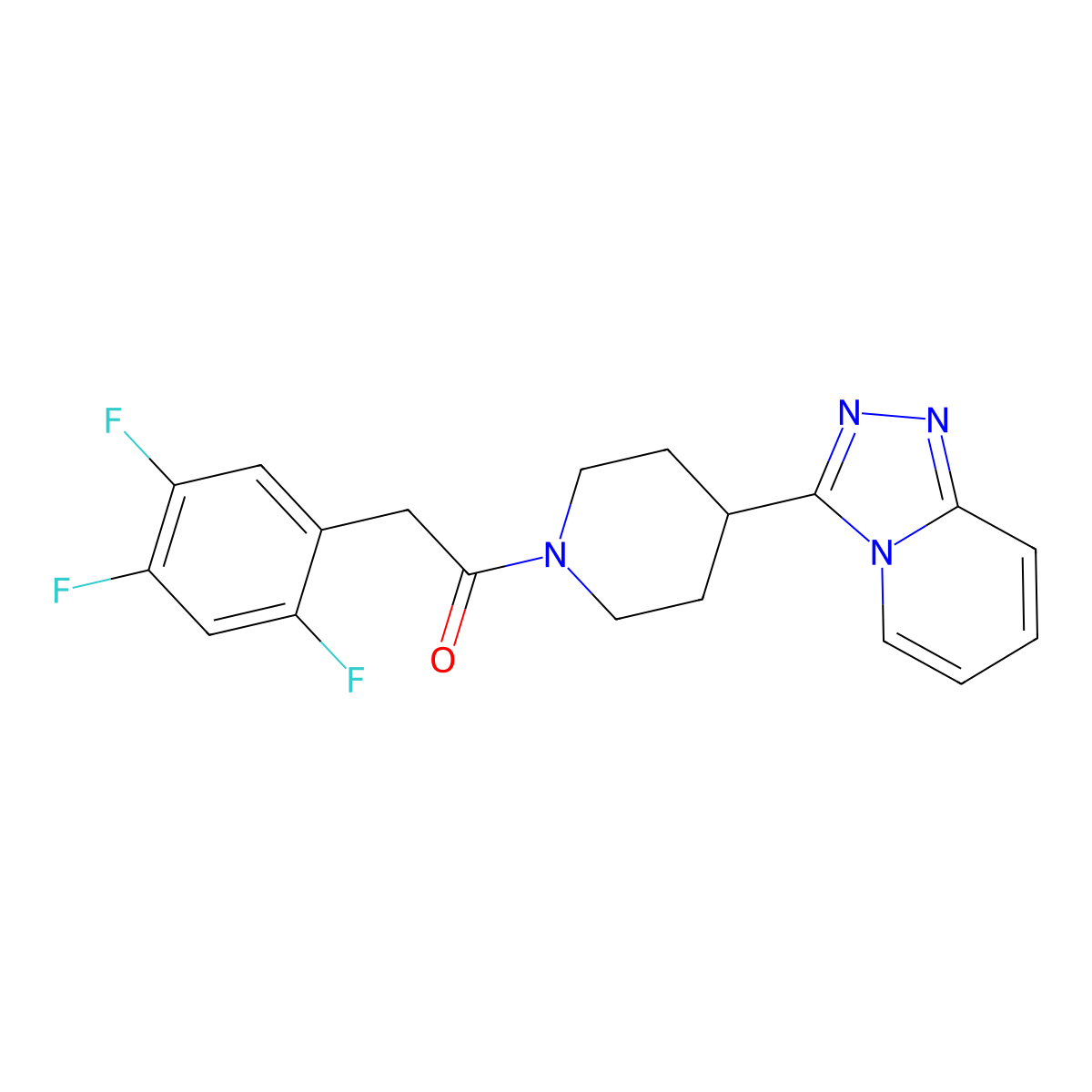 1-[4-([1,2,4]Triazolo[4,3-a]pyridin-3-yl)piperidin-1-yl]-2-(2,4,5-trifluorophenyl)ethanone molecular structure, CAS 1574310-09-0
