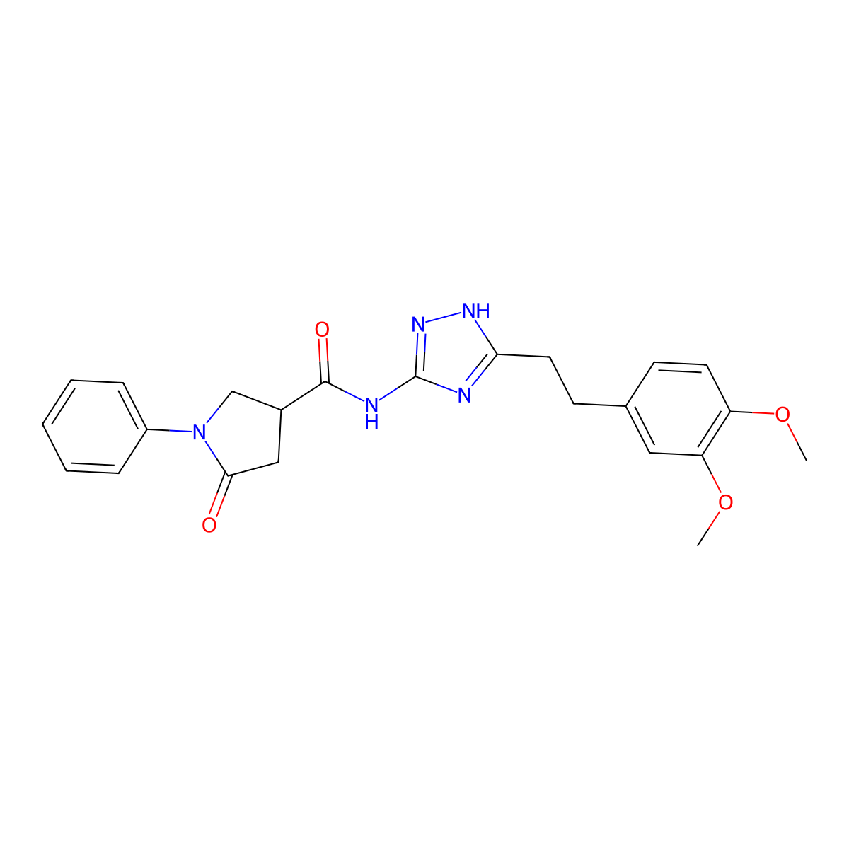 N-{3-[2-(3,4-dimethoxyphenyl)ethyl]-1H-1,2,4-triazol-5-yl}-5-oxo-1-phenylpyrrolidine-3-carboxamide molecular structure, CAS 1574310-14-7