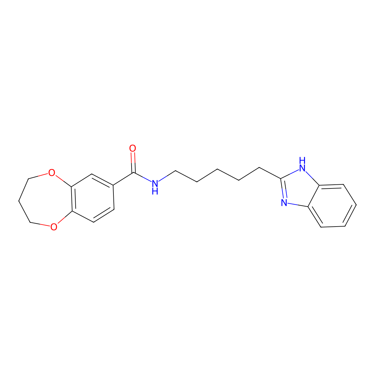 N-[5-(1H-benzimidazol-2-yl)pentyl]-3,4-dihydro-2H-1,5-benzodioxepine-7-carboxamide molecular structure, CAS 1574310-25-0
