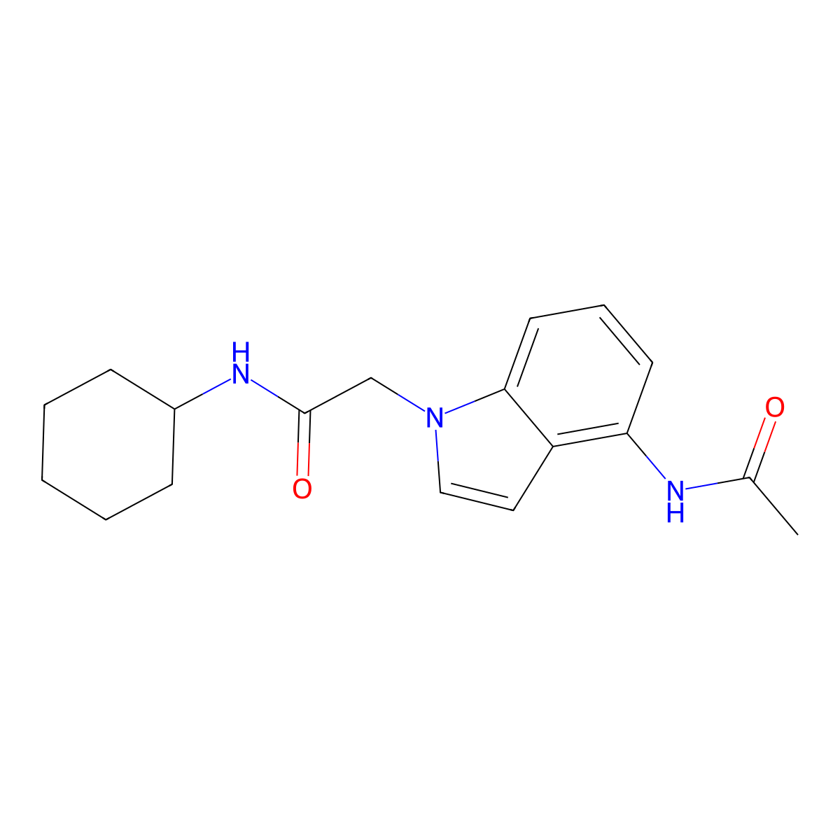 2-[4-(acetylamino)-1H-indol-1-yl]-N-cyclohexylacetamide molecular structure, CAS 1574310-32-9