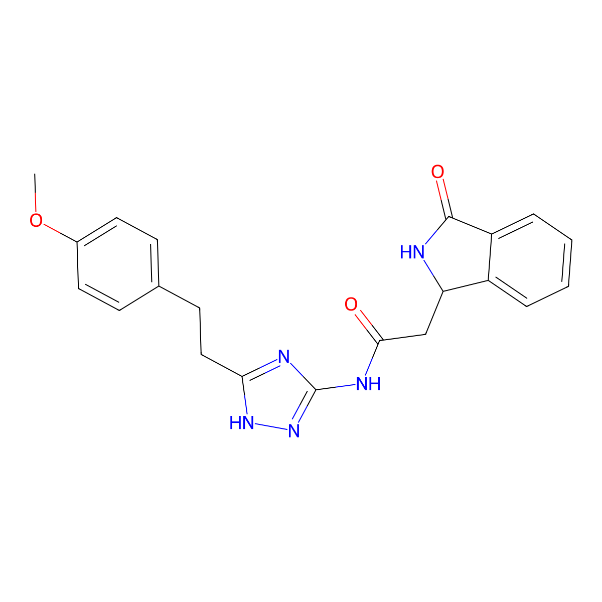N-{3-[2-(4-methoxyphenyl)ethyl]-1H-1,2,4-triazol-5-yl}-2-(3-oxo-2,3-dihydro-1H-isoindol-1-yl)acetamide molecular structure, CAS 1574310-36-3