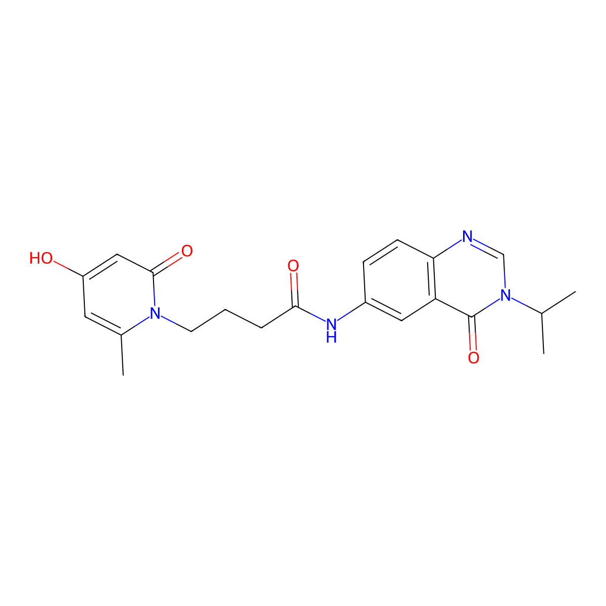 4-(4-hydroxy-6-methyl-2-oxopyridin-1(2H)-yl)-N-[4-oxo-3-(propan-2-yl)-3,4-dihydroquinazolin-6-yl]butanamide molecular structure, CAS 1574310-41-0