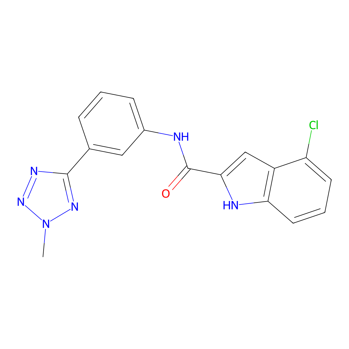 4-chloro-N-[3-(2-methyl-2H-tetrazol-5-yl)phenyl]-1H-indole-2-carboxamide molecular structure, CAS 1574310-62-5