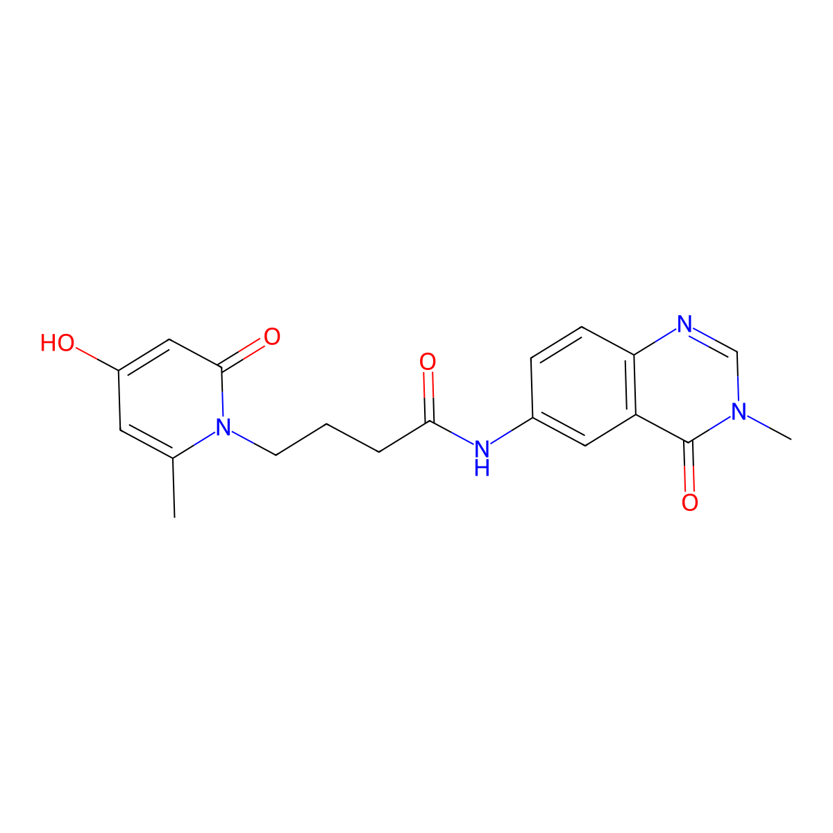 4-(4-hydroxy-6-methyl-2-oxopyridin-1(2H)-yl)-N-(3-methyl-4-oxo-3,4-dihydroquinazolin-6-yl)butanamide molecular structure, CAS 1574310-70-5