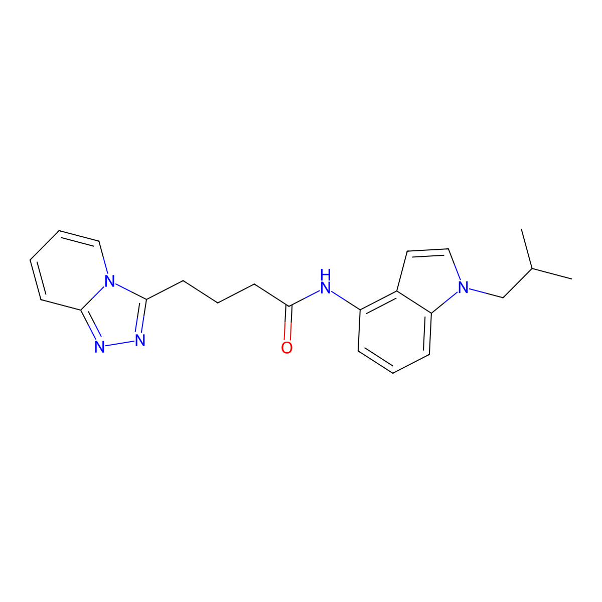 N-[1-(2-methylpropyl)-1H-indol-4-yl]-4-([1,2,4]triazolo[4,3-a]pyridin-3-yl)butanamide molecular structure, CAS 1574310-76-1