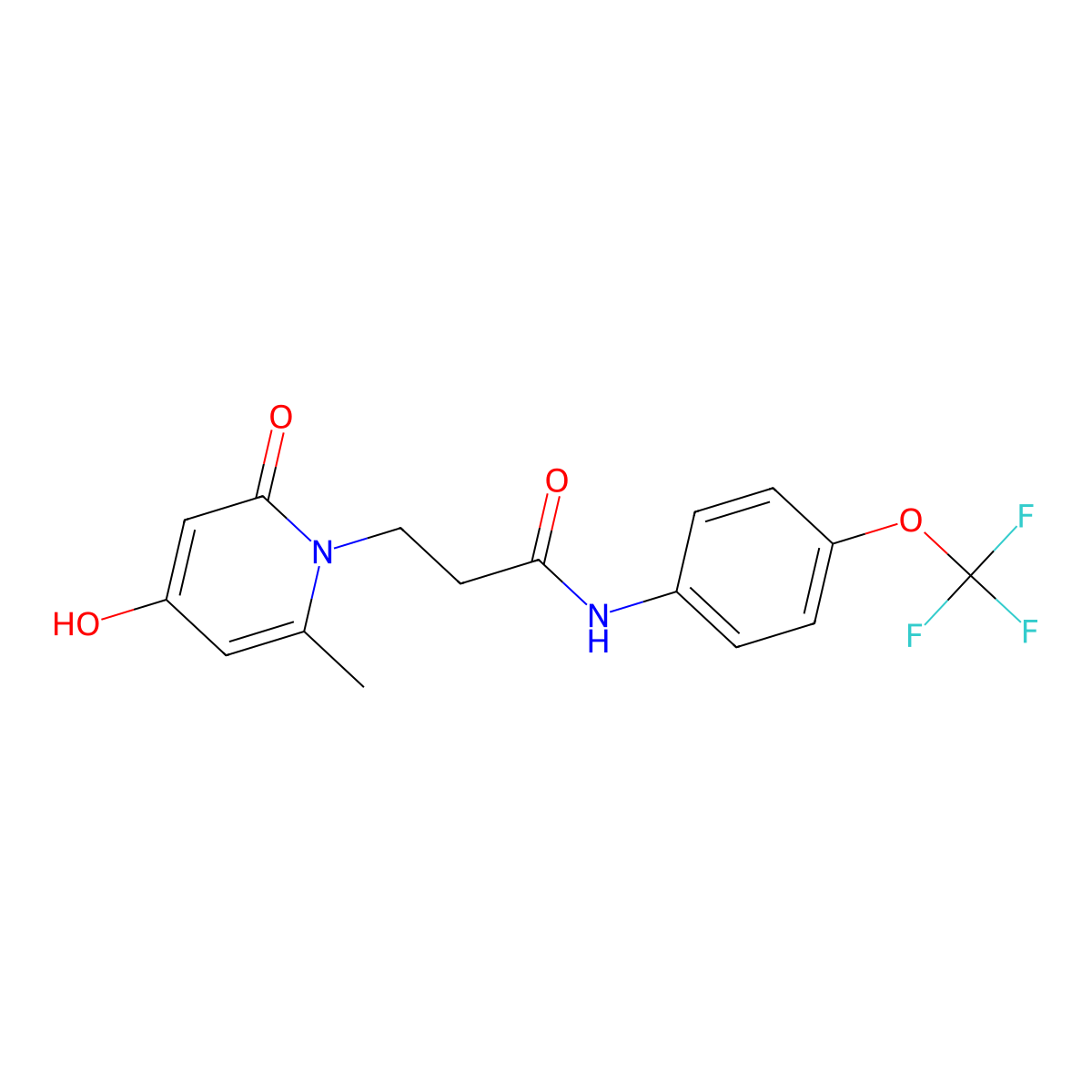 3-[4-hydroxy-2-methyl-6-oxo-1(6H)-pyridinyl]-N-[4-(trifluoromethoxy)phenyl]propanamide molecular structure, CAS 1574310-92-1