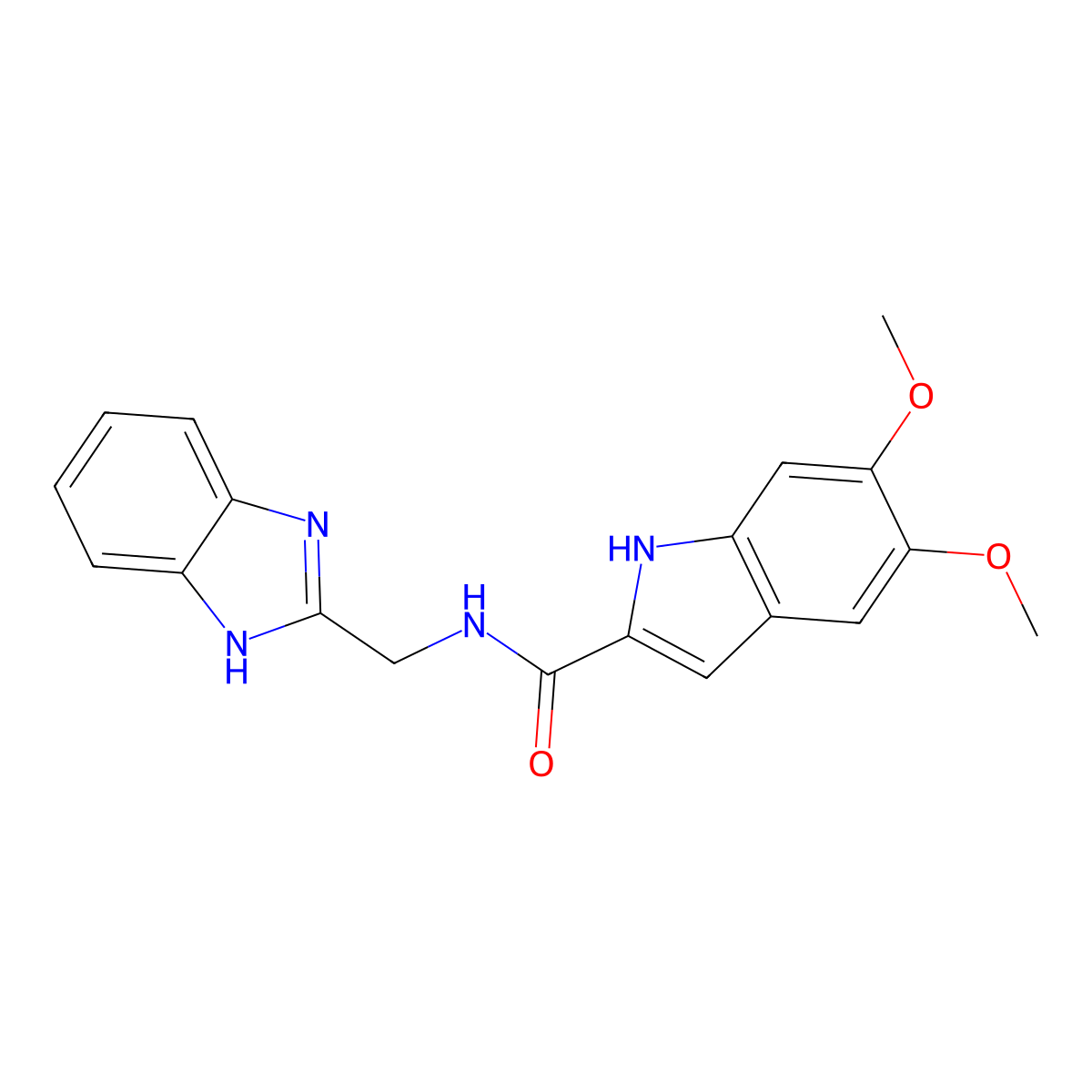 N-(1H-benzimidazol-2-ylmethyl)-5,6-dimethoxy-1H-indole-2-carboxamide molecular structure, CAS 1574311-00-4