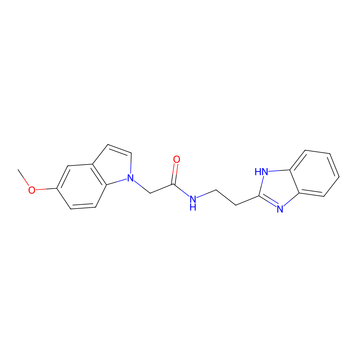 N-[2-(1H-1,3-benzimidazol-2-yl)ethyl]-2-(5-methoxy-1H-indol-1-yl)acetamide molecular structure, CAS 1574311-17-3