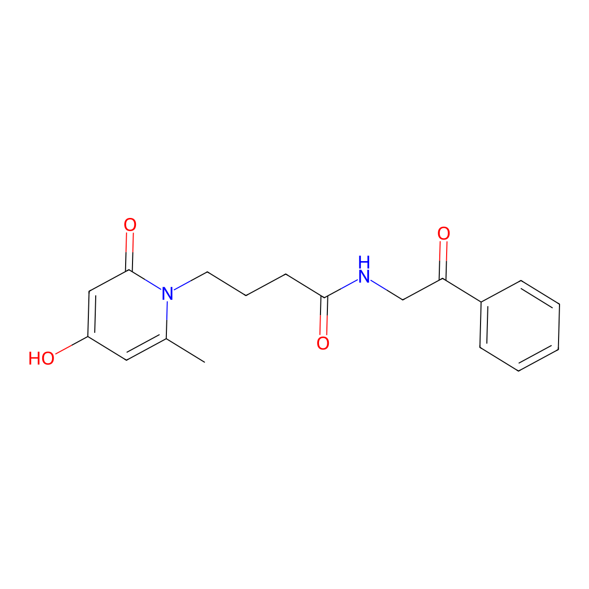 4-(4-hydroxy-6-methyl-2-oxopyridin-1(2H)-yl)-N-(2-oxo-2-phenylethyl)butanamide molecular structure, CAS 1574317-16-0