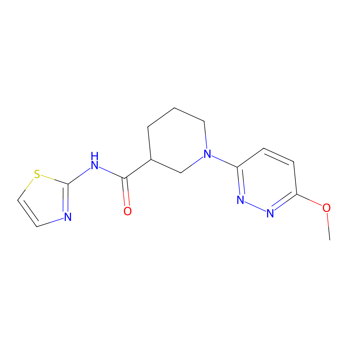 1-(6-methoxypyridazin-3-yl)-N-(thiazol-2-yl)piperidine-3-carboxamide molecular structure, CAS 1574317-36-4