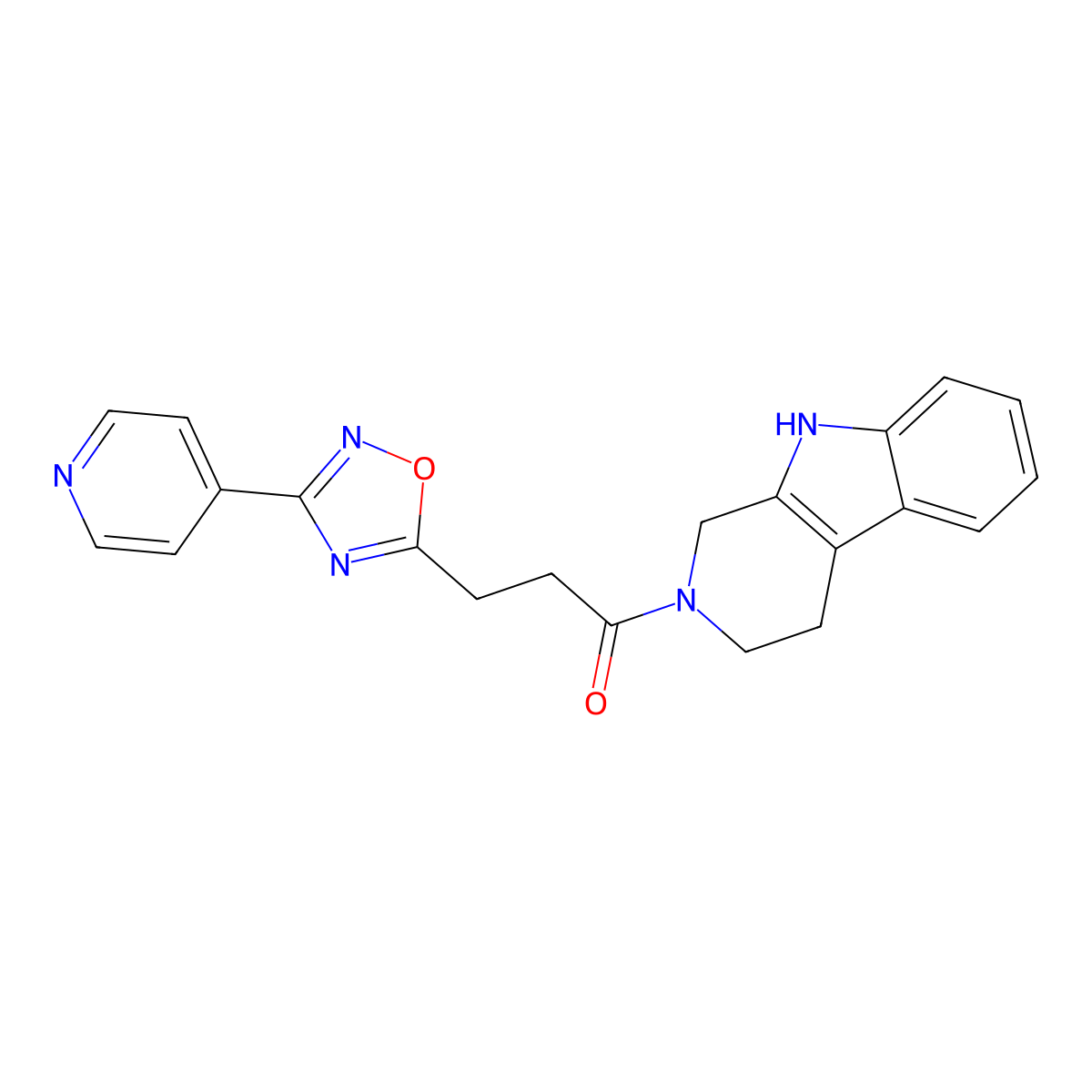 3-[3-(pyridin-4-yl)-1,2,4-oxadiazol-5-yl]-1-(1,3,4,9-tetrahydro-2H-beta-carbolin-2-yl)propan-1-one molecular structure, CAS 1574317-39-7