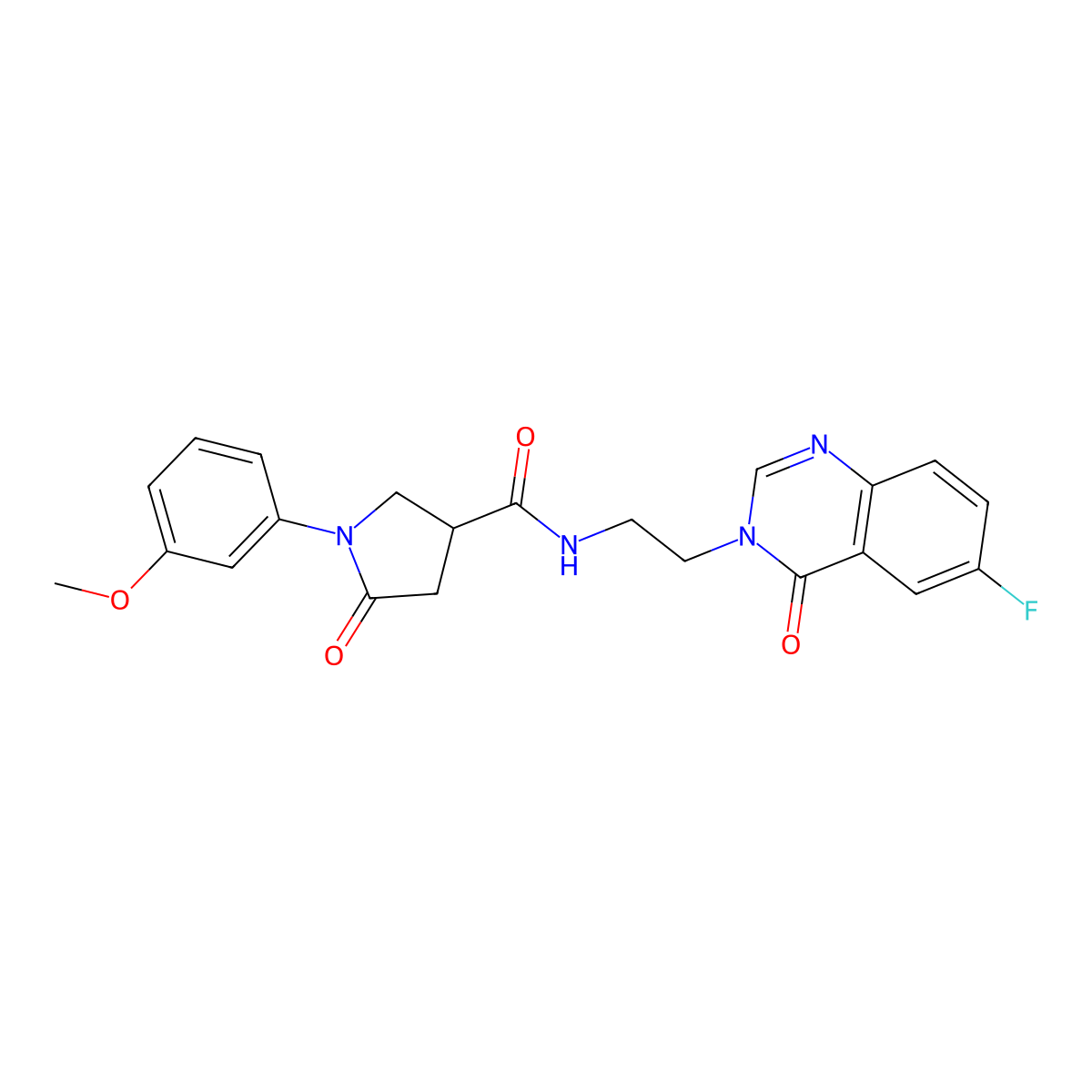 N-[2-(6-fluoro-4-oxoquinazolin-3(4H)-yl)ethyl]-1-(3-methoxyphenyl)-5-oxopyrrolidine-3-carboxamide molecular structure, CAS 1574317-49-9