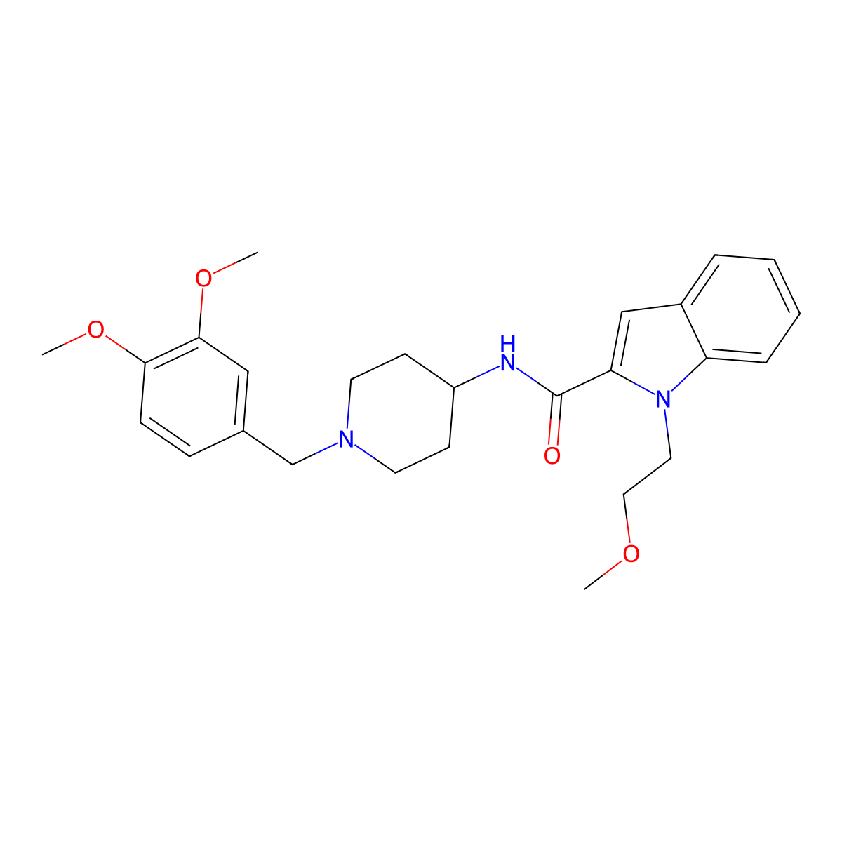 N-[1-(3,4-dimethoxybenzyl)-4-piperidyl]-1-(2-methoxyethyl)-1H-indole-2-carboxamide molecular structure, CAS 1574317-57-9