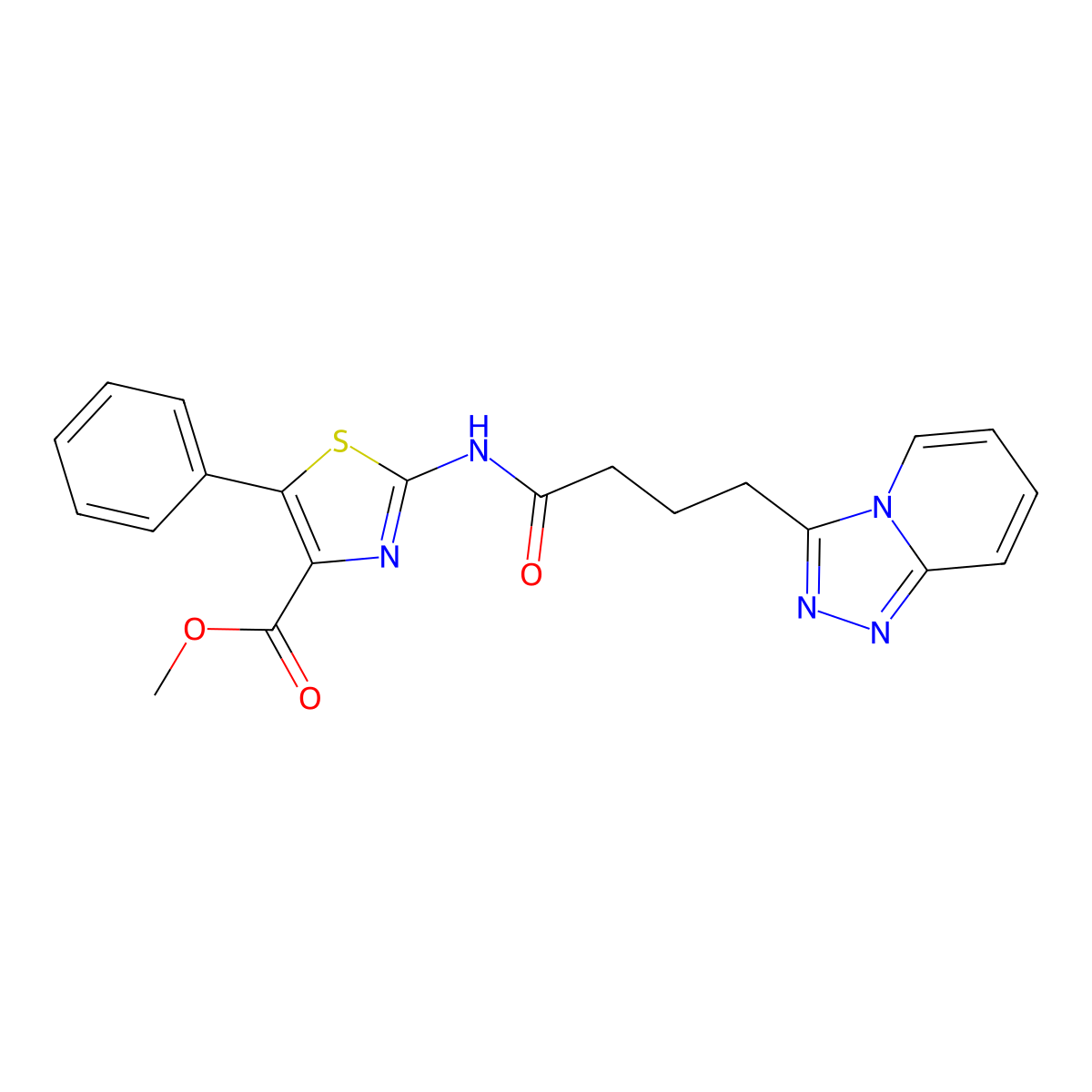 Methyl 5-phenyl-2-{[4-([1,2,4]triazolo[4,3-a]pyridin-3-yl)butanoyl]amino}-1,3-thiazole-4-carboxylate molecular structure, CAS 1574317-64-8
