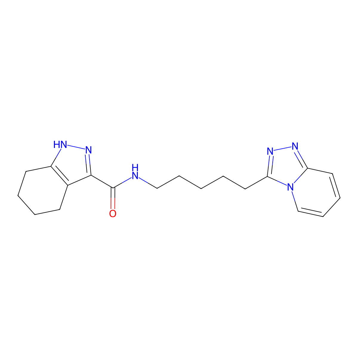 N-(5-[1,2,4]triazolo[4,3-a]pyridin-3-ylpentyl)-4,5,6,7-tetrahydro-2H-indazole-3-carboxamide molecular structure, CAS 1574317-79-5