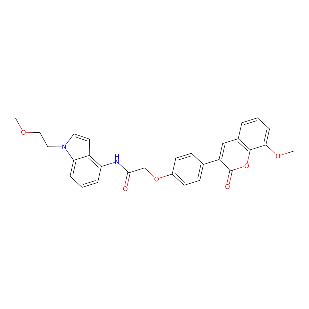 N-[1-(2-methoxyethyl)-1H-indol-4-yl]-2-[4-(8-methoxy-2-oxo-2H-chromen-3-yl)phenoxy]acetamide molecular structure, CAS 1574318-15-2