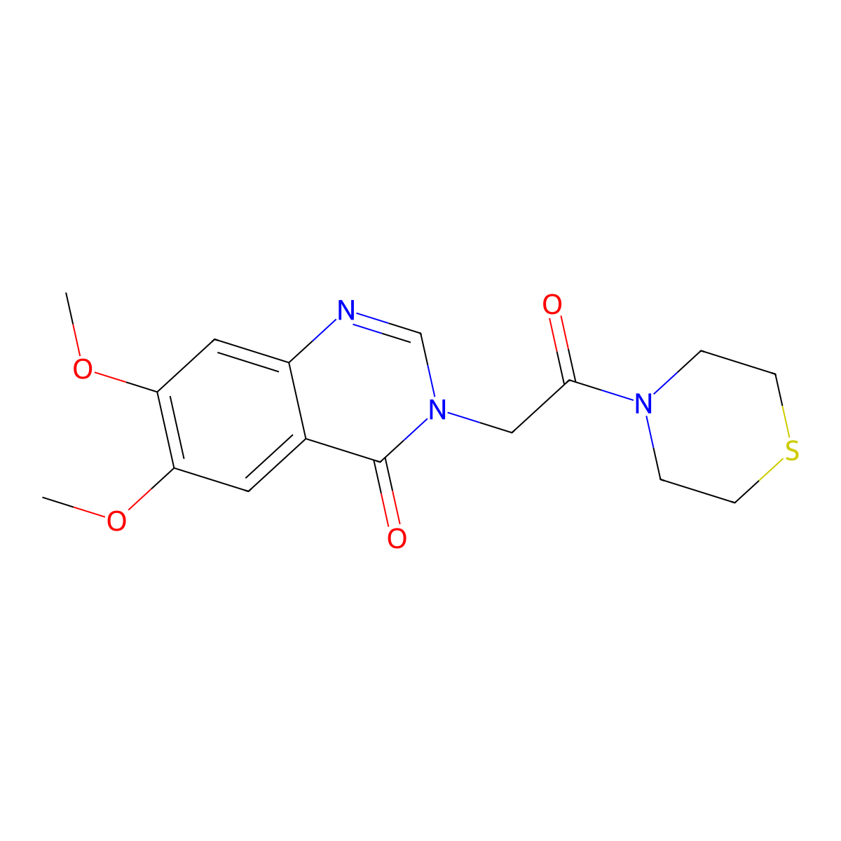 6,7-dimethoxy-3-[2-oxo-2-(thiomorpholin-4-yl)ethyl]quinazolin-4(3H)-one molecular structure, CAS 1574318-27-6