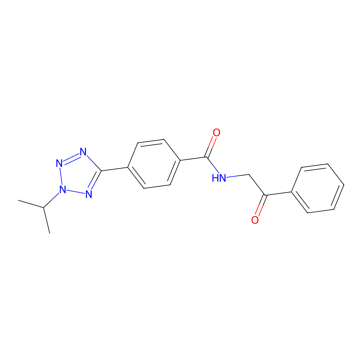 N-(2-oxo-2-phenylethyl)-4-[2-(propan-2-yl)-2H-tetrazol-5-yl]benzamide molecular structure, CAS 1574318-34-5