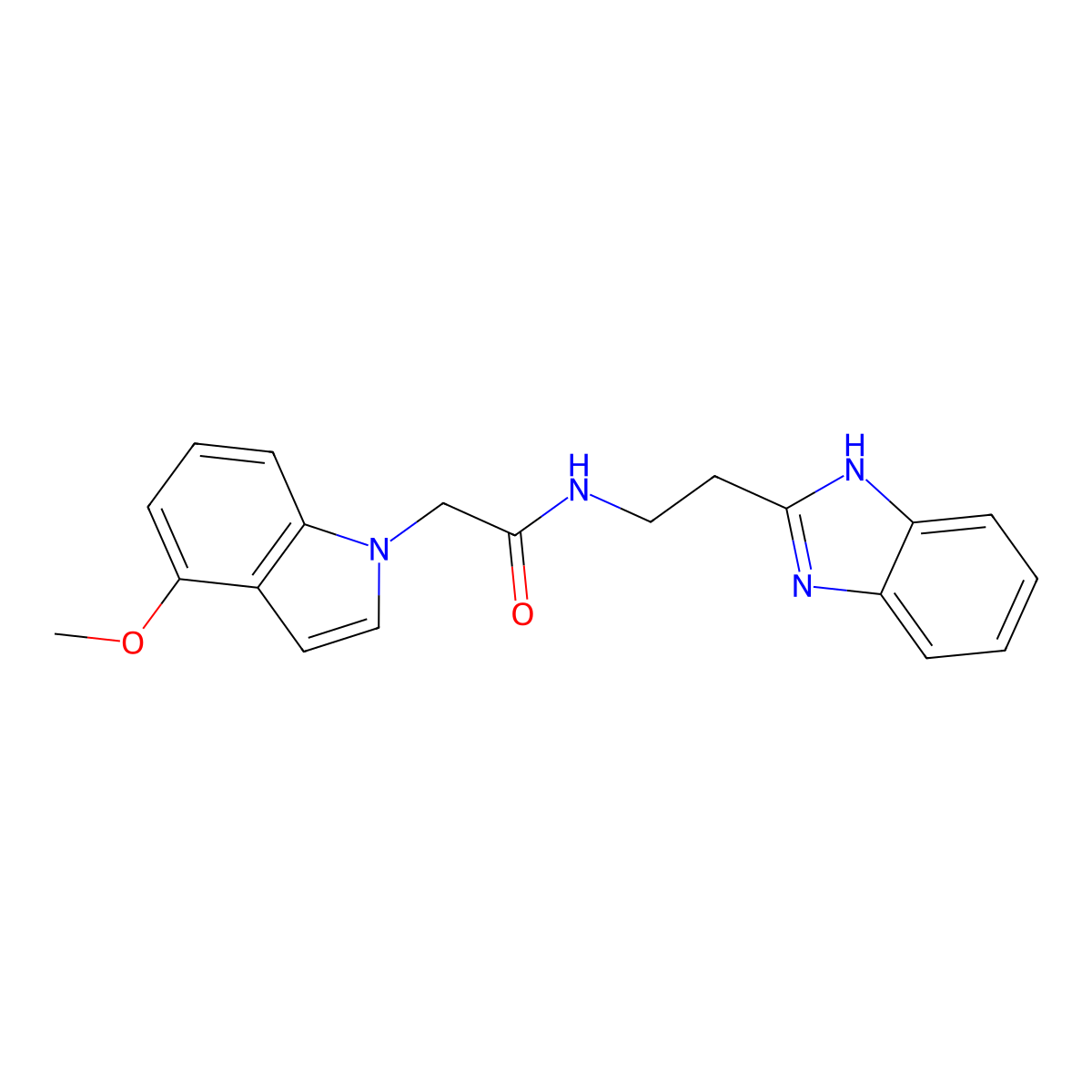 N-[2-(1H-1,3-benzimidazol-2-yl)ethyl]-2-(4-methoxy-1H-indol-1-yl)acetamide molecular structure, CAS 1574318-42-5