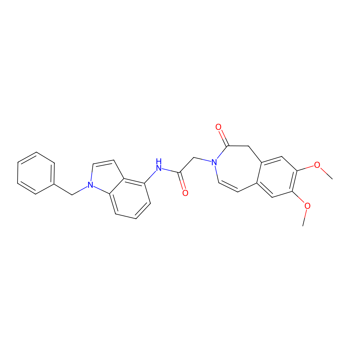 N-(1-benzyl-1H-indol-4-yl)-2-(7,8-dimethoxy-2-oxo-1,2-dihydro-3H-3-benzazepin-3-yl)acetamide molecular structure, CAS 1574318-59-4