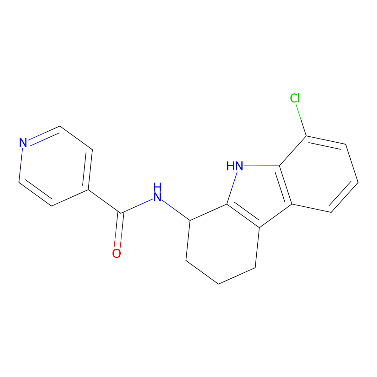 N-(8-chloro-2,3,4,9-tetrahydro-1H-carbazol-1-yl)isonicotinamide molecular structure, CAS 1574318-63-0