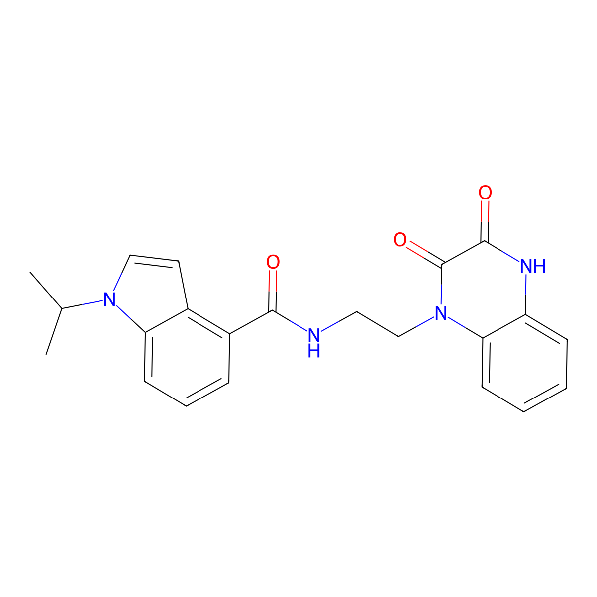 N-(2-(3-hydroxy-2-oxoquinoxalin-1(2H)-yl)ethyl)-1-isopropyl-1H-indole-4-carboxamide molecular structure, CAS 1574318-69-6
