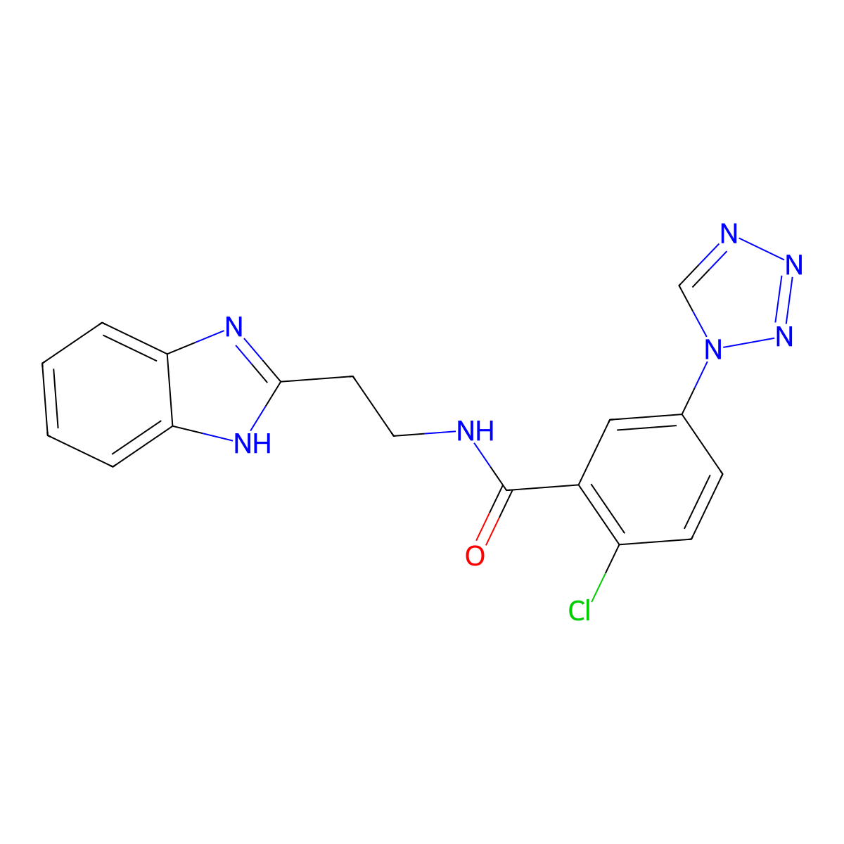 N-[2-(1H-1,3-benzimidazol-2-yl)ethyl]-2-chloro-5-(1H-1,2,3,4-tetraazol-1-yl)benzamide molecular structure, CAS 1574318-87-8