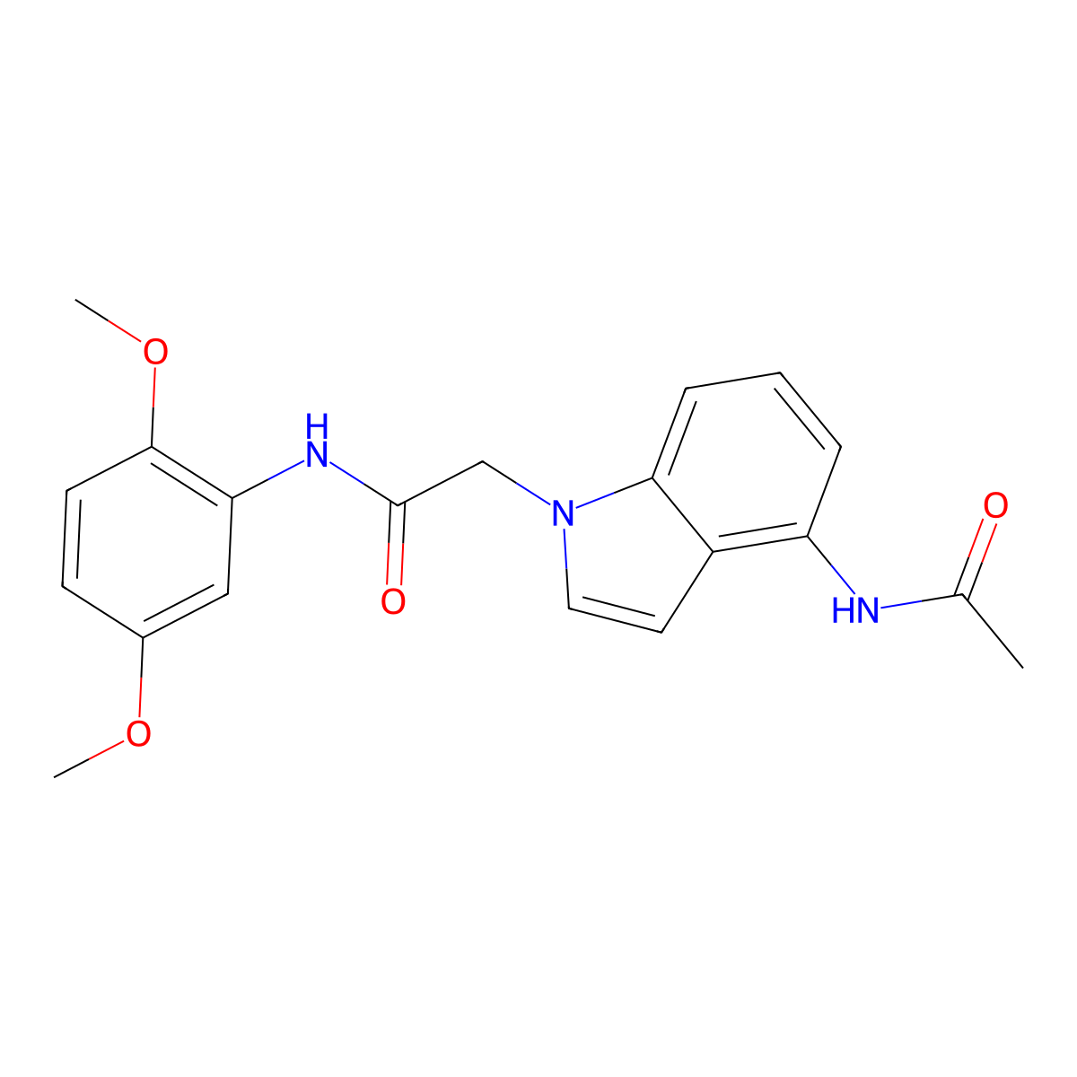 2-[4-(acetylamino)-1H-indol-1-yl]-N-(2,5-dimethoxyphenyl)acetamide molecular structure, CAS 1574319-00-8