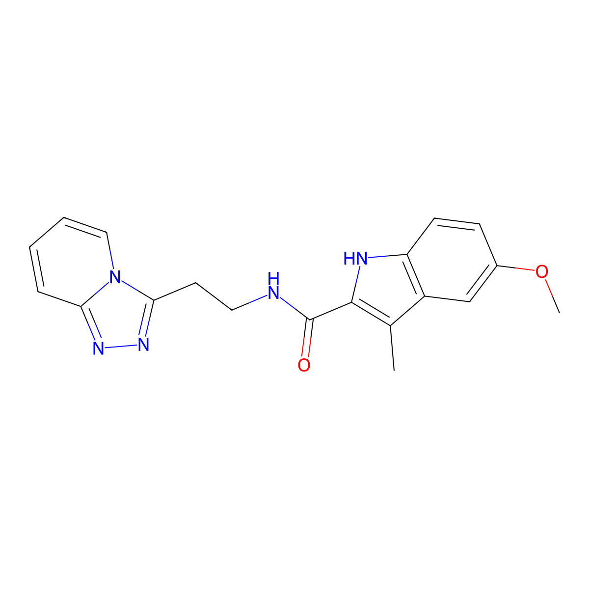 5-methoxy-3-methyl-N-[2-([1,2,4]triazolo[4,3-a]pyridin-3-yl)ethyl]-1H-indole-2-carboxamide molecular structure, CAS 1574319-01-9