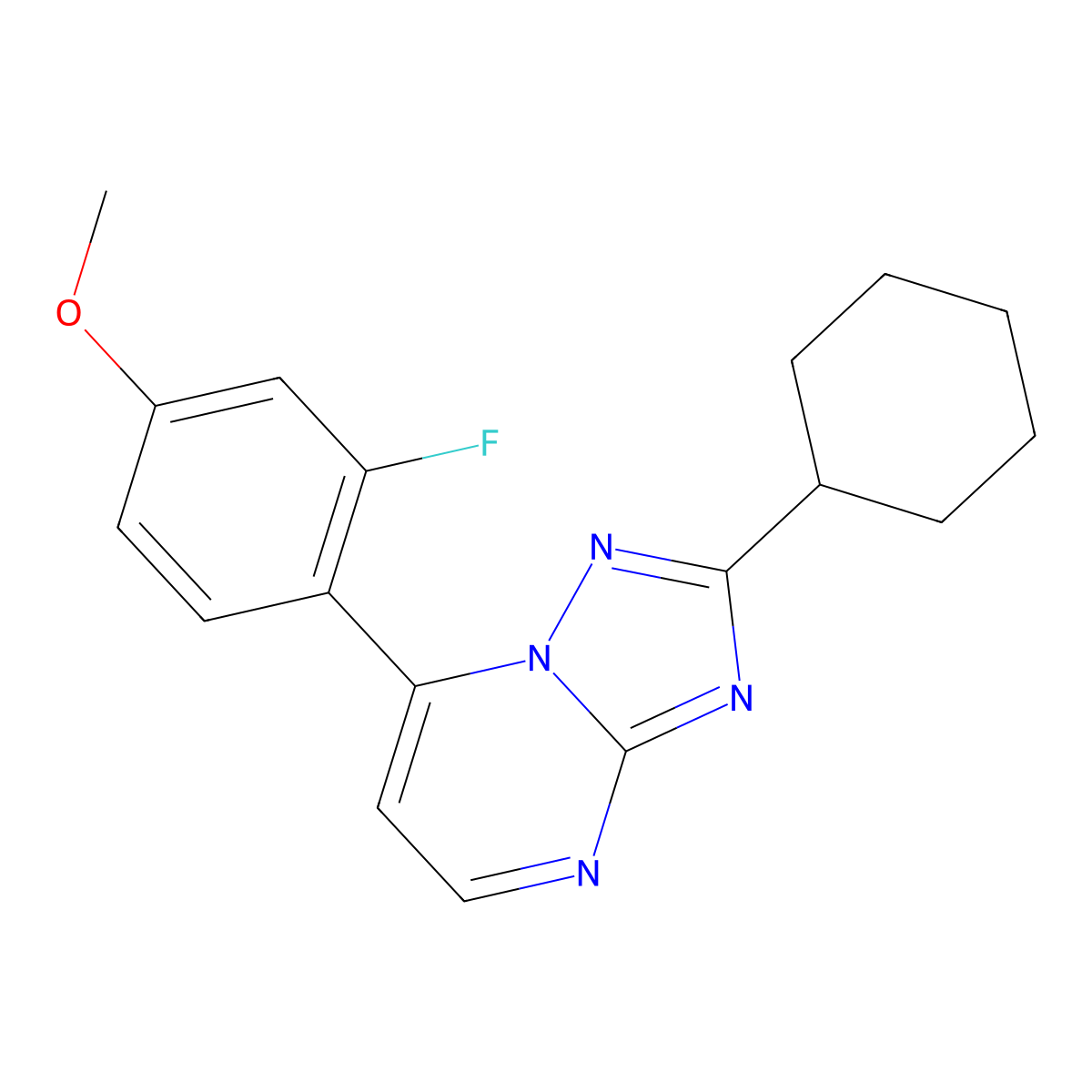 2-Cyclohexyl-7-(2-fluoro-4-methoxyphenyl)[1,2,4]triazolo[1,5-a]pyrimidine molecular structure, CAS 1574319-18-8