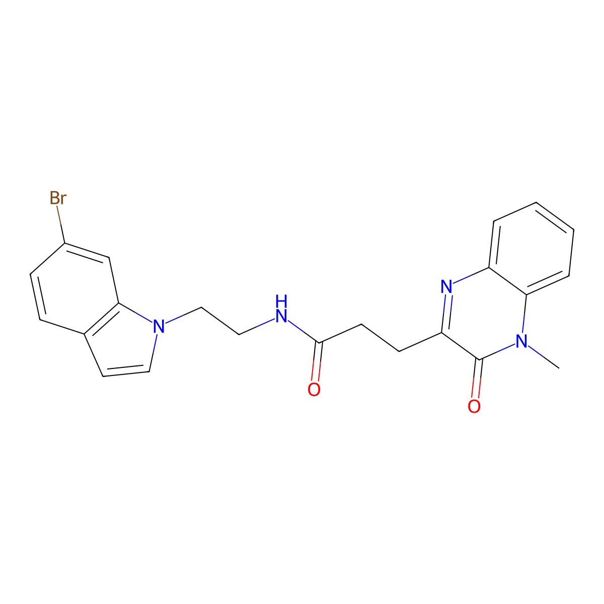 N-[2-(6-bromo-1H-indol-1-yl)ethyl]-3-(4-methyl-3-oxo-3,4-dihydroquinoxalin-2-yl)propanamide molecular structure, CAS 1574319-24-6